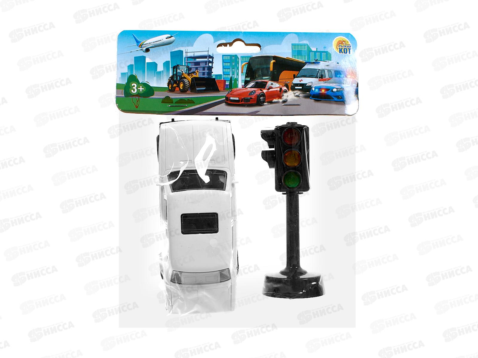 Машинка в наборе со светофором (16,5х23см, цвет микс) МИ-1173