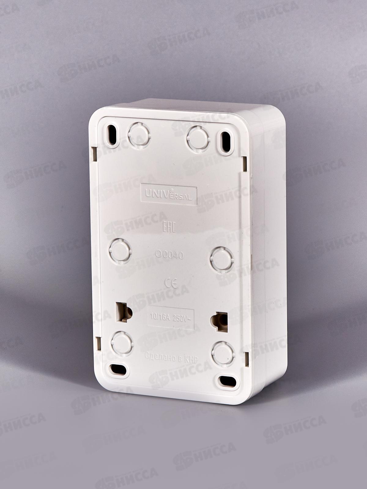 Блок вертикальный  ОЛИМП выключатель 2-клавиши, открытая установка, + розетка 1-мес.., с/з, О0040*10