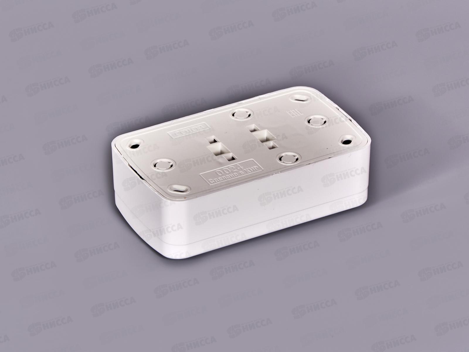 Розетка СОЮЗ 2-местная  Электра, открытой установки, без заземления 16А, 220В, белая,0024*10