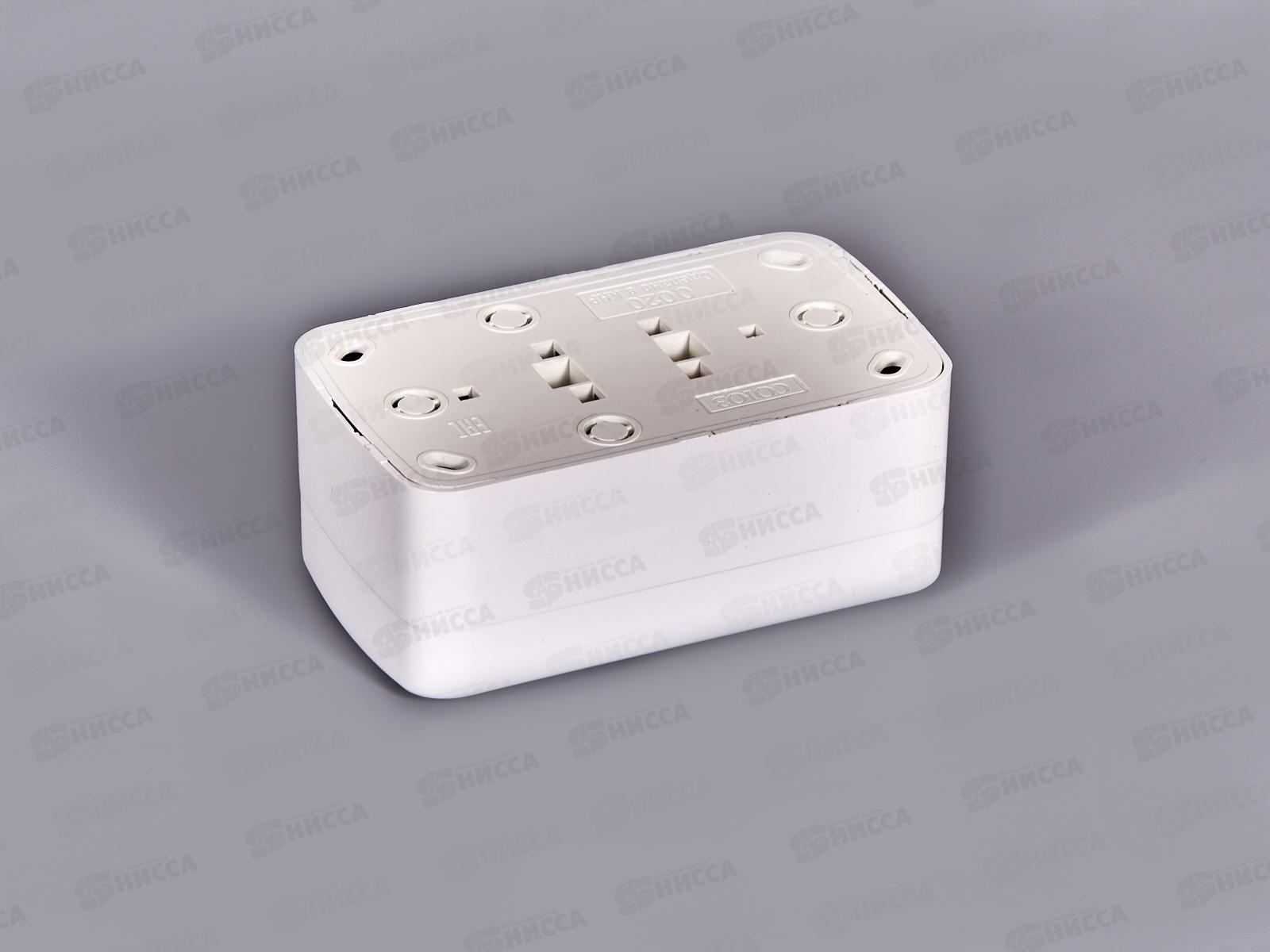 Розетка СОЮЗ 2-местная  Электра, открытой установки, с/з 16А, 220В, белая,0020*10