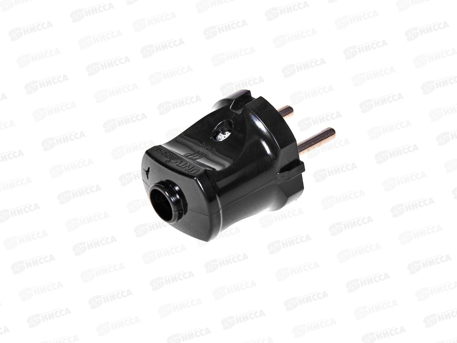 Вилка UNIVersal без заземления, 6А, 250В, черная, А0113