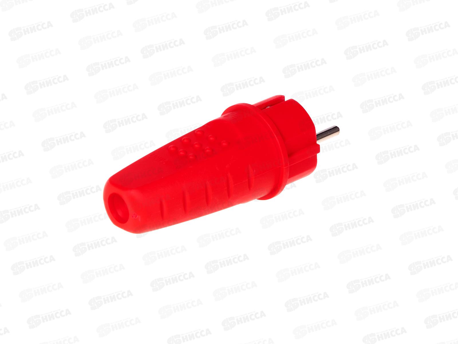 Вилка UNIVersal с заземлением прямая, каучук, 16А, 250B, IP44, красный,3079