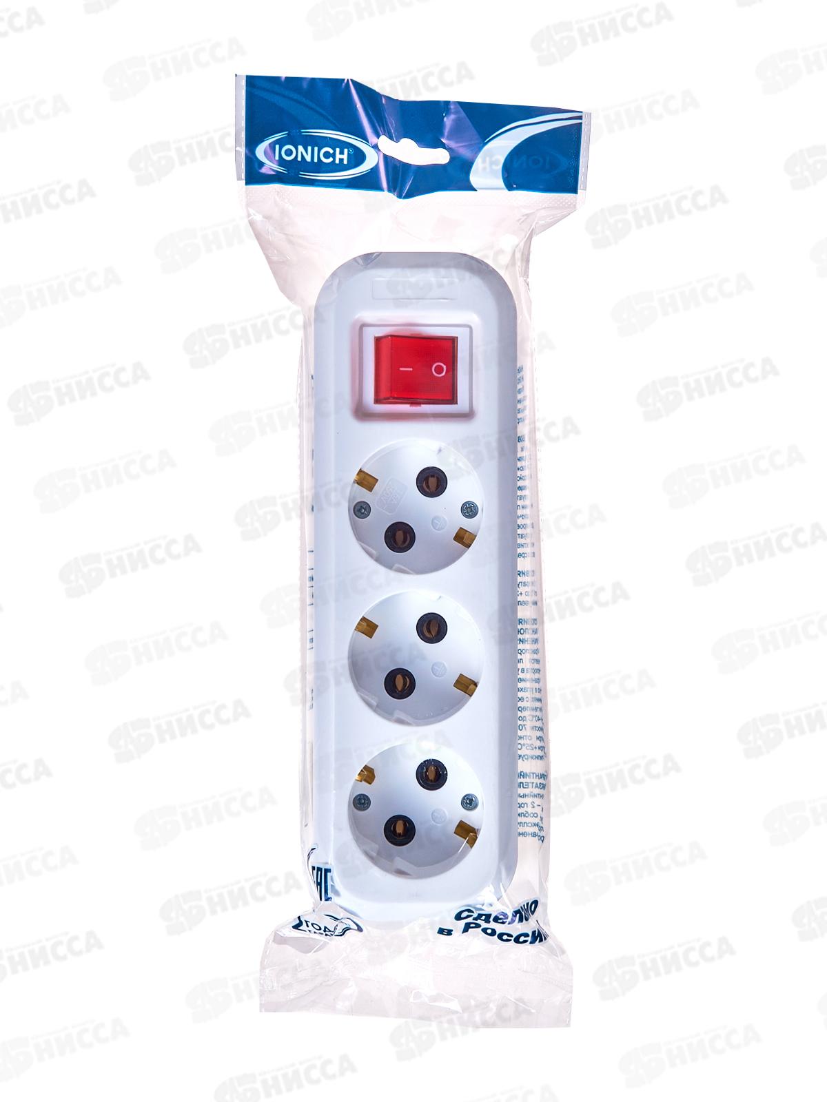 Колодка для удлинителя IONICH 3 гнезда с заземлением с выкл