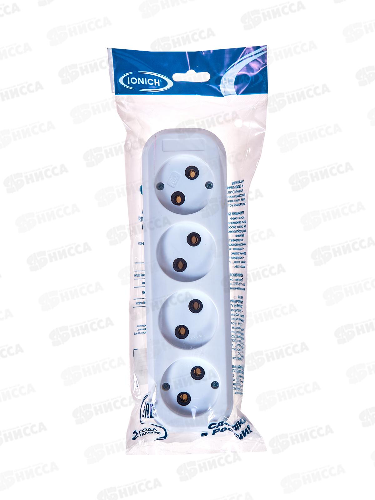 Колодка для удлинителя IONICH 4 гнезда без заземления,1519