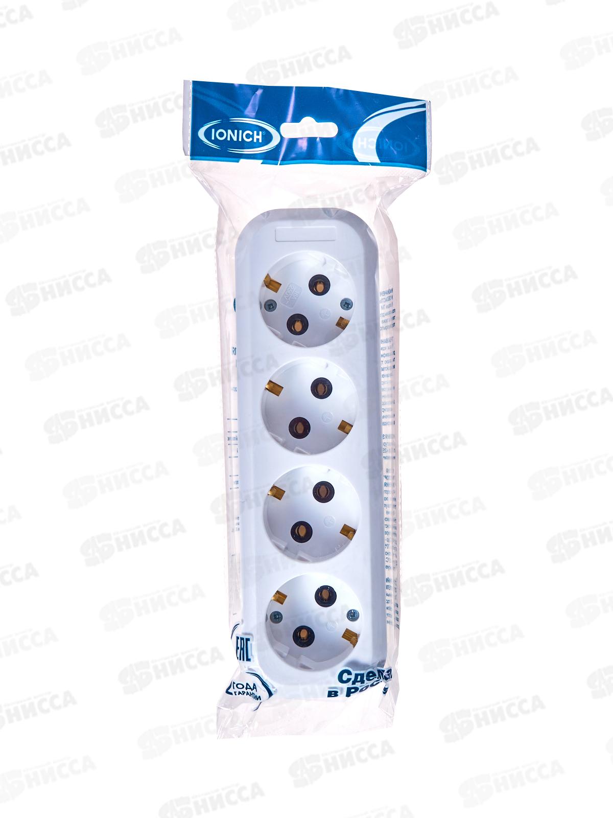 Колодка для удлинителя IONICH 4 гнезда с заземлением,1522