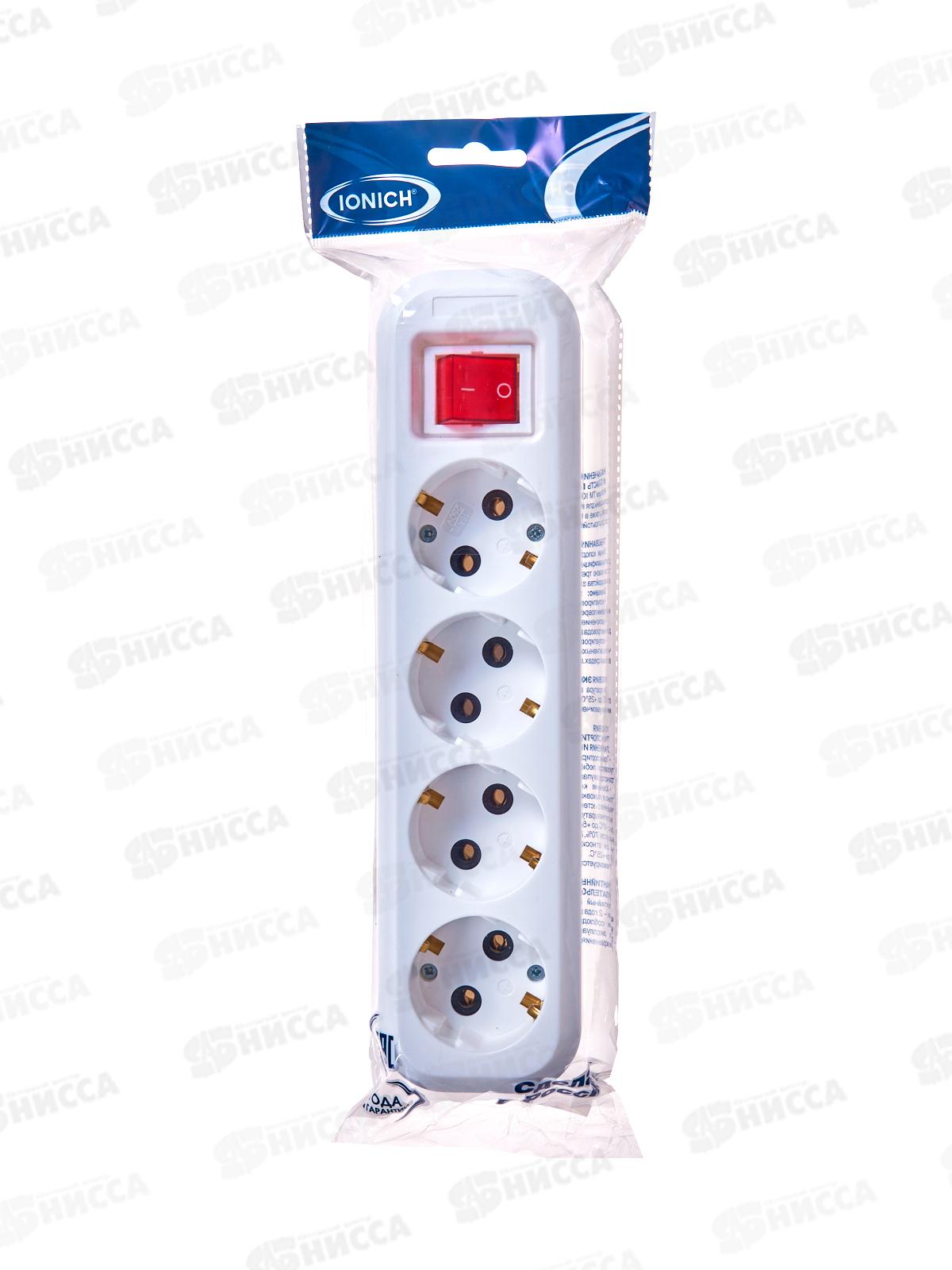 Колодка для удлинителя IONICH 4 гнезда с заземлением с выкл