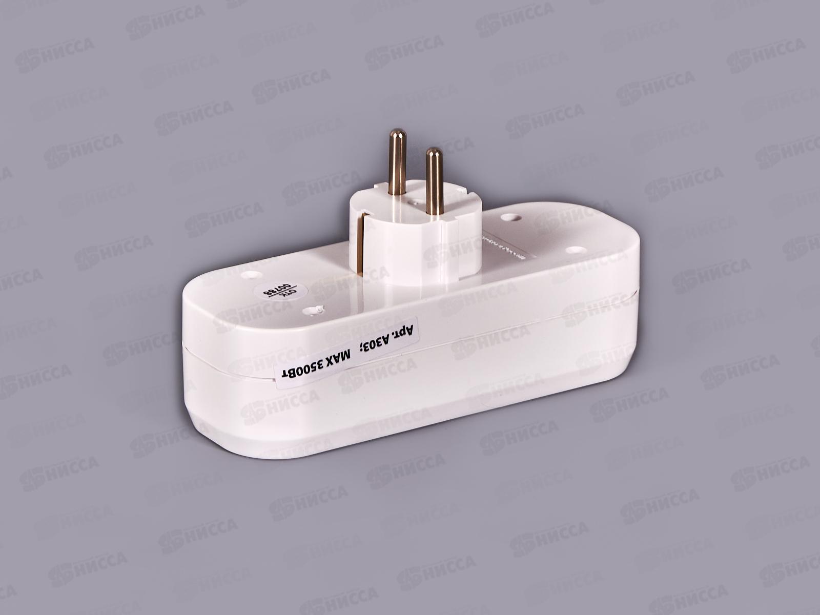 Разветвитель UNIVersal 3 гнезда, с заземлением , плоский, белый 10А 250В, А303