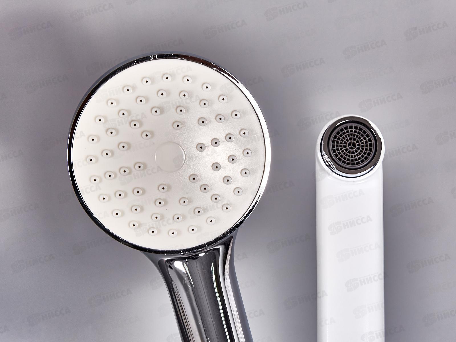 Смеситель для ванны шаровый, длинный излив, переключатель в корпусе, белый, E22151-8