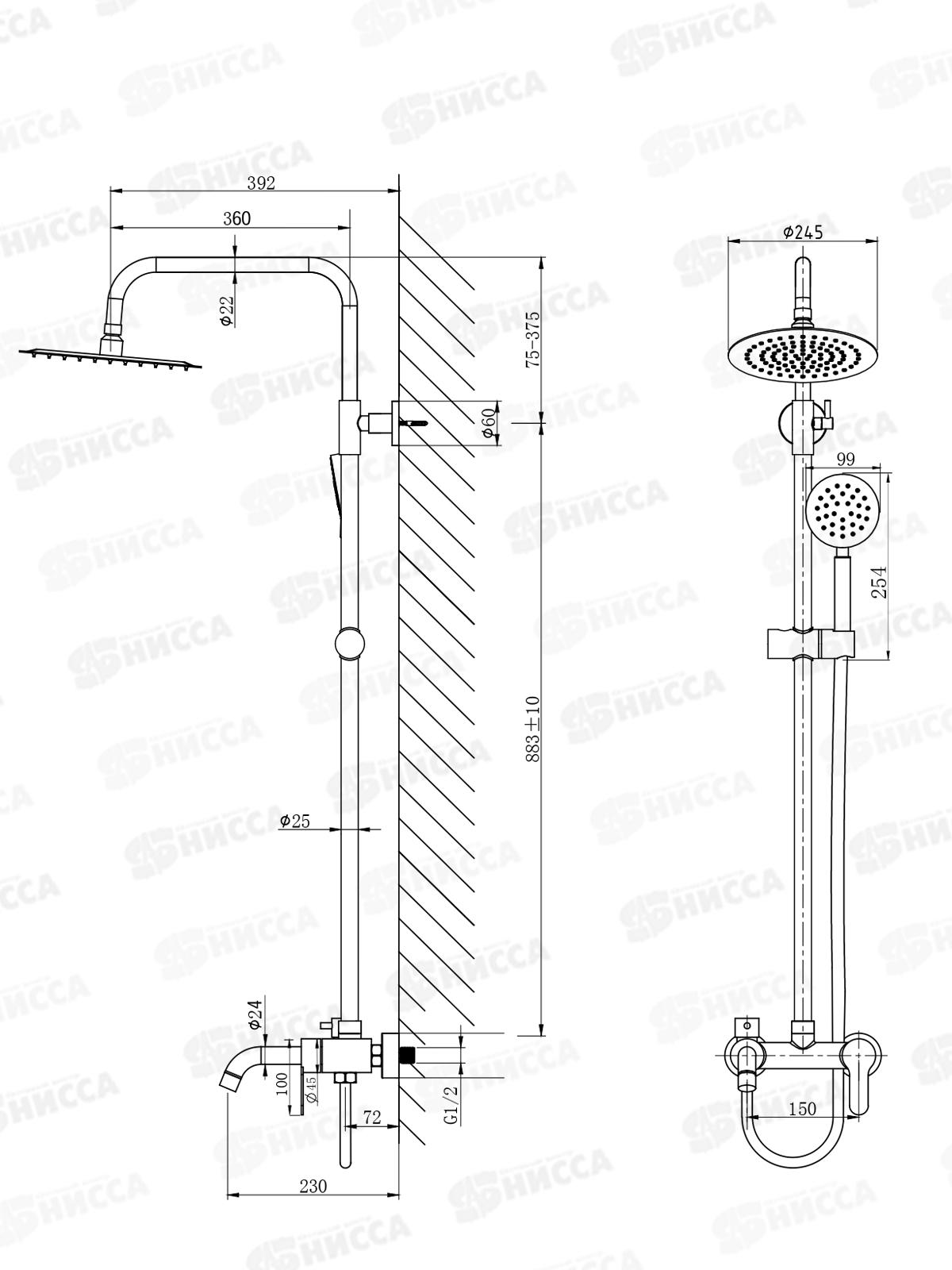 Душевая система, E24801-2