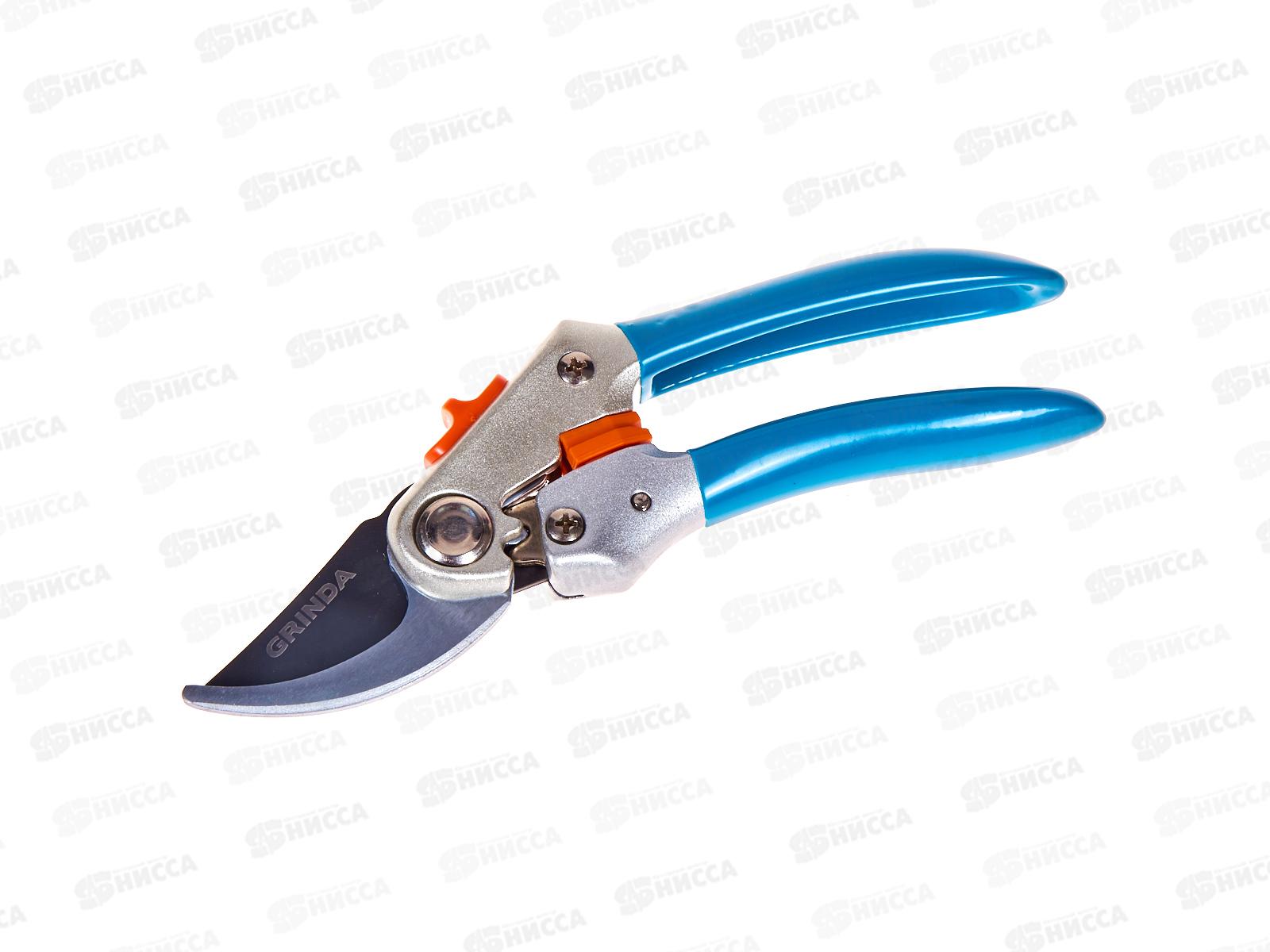 Секатор плоскостной, 200мм, GRINDA P-51, закаленная сталь, шестерённая передача, двухкомпонентные рукоятки, покрытие ПВХ, плоскостной секатор, PROLine, 423451