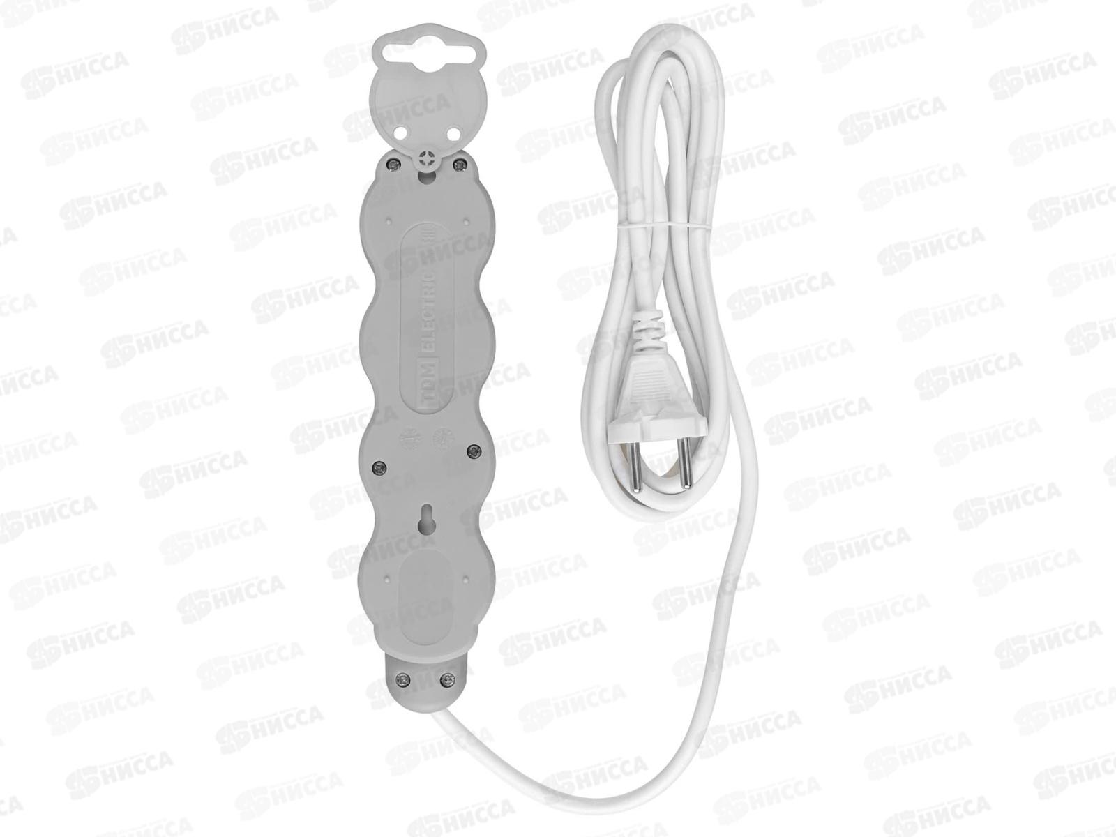 Удлинитель TDM УЛ4 4гнезда, 5м, з/ш, ПВС2*0,75кв.мм 10А, &quotЛюкс&quot, бело-серый, 0228