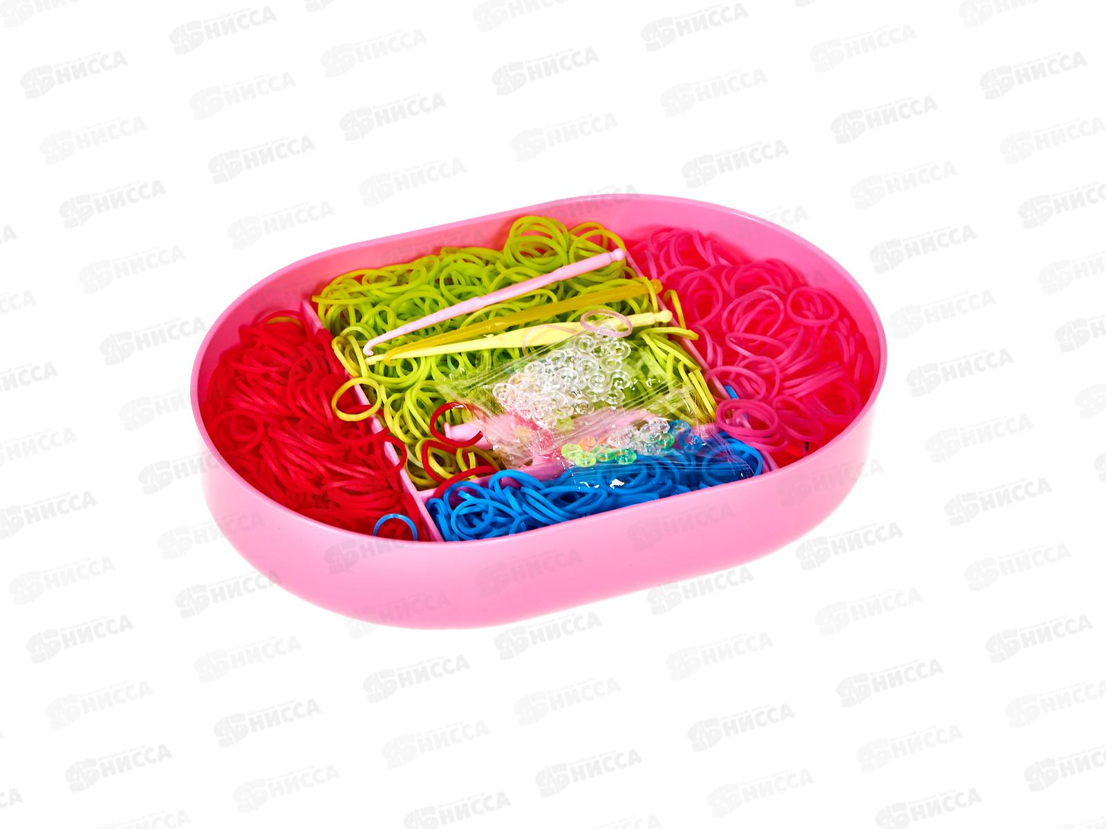 Набор резинок д/плетения браслетов TZ-32142-2 (1000шт)+станок Лебедь(розовый)