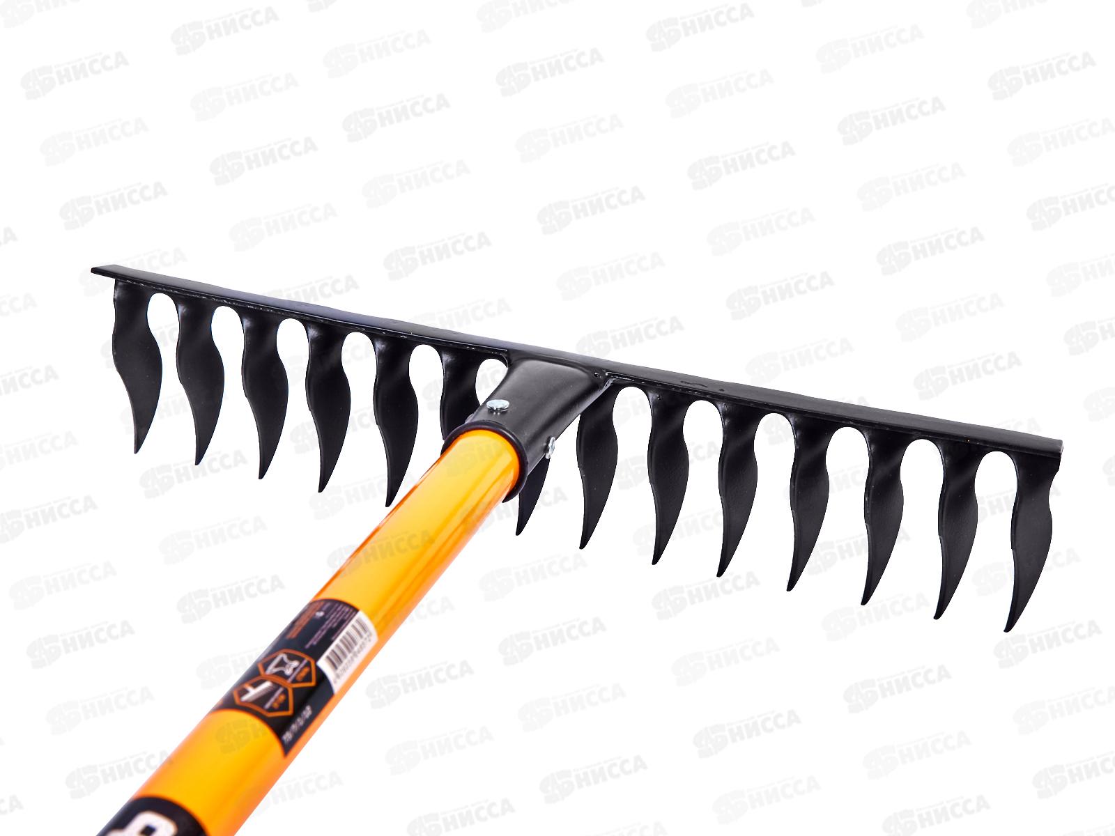 Грабли витые 14 зубьев, сталь, с фиберглассовым черенком, 73/7/1/12