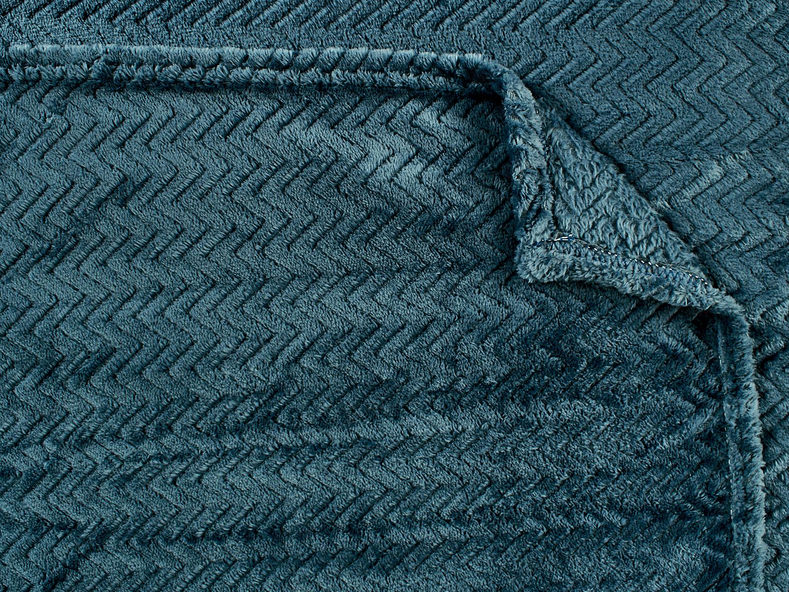 Плед Велсофт с тиснением Зигзаг 150*200 19-4118 Темный деним (Л)