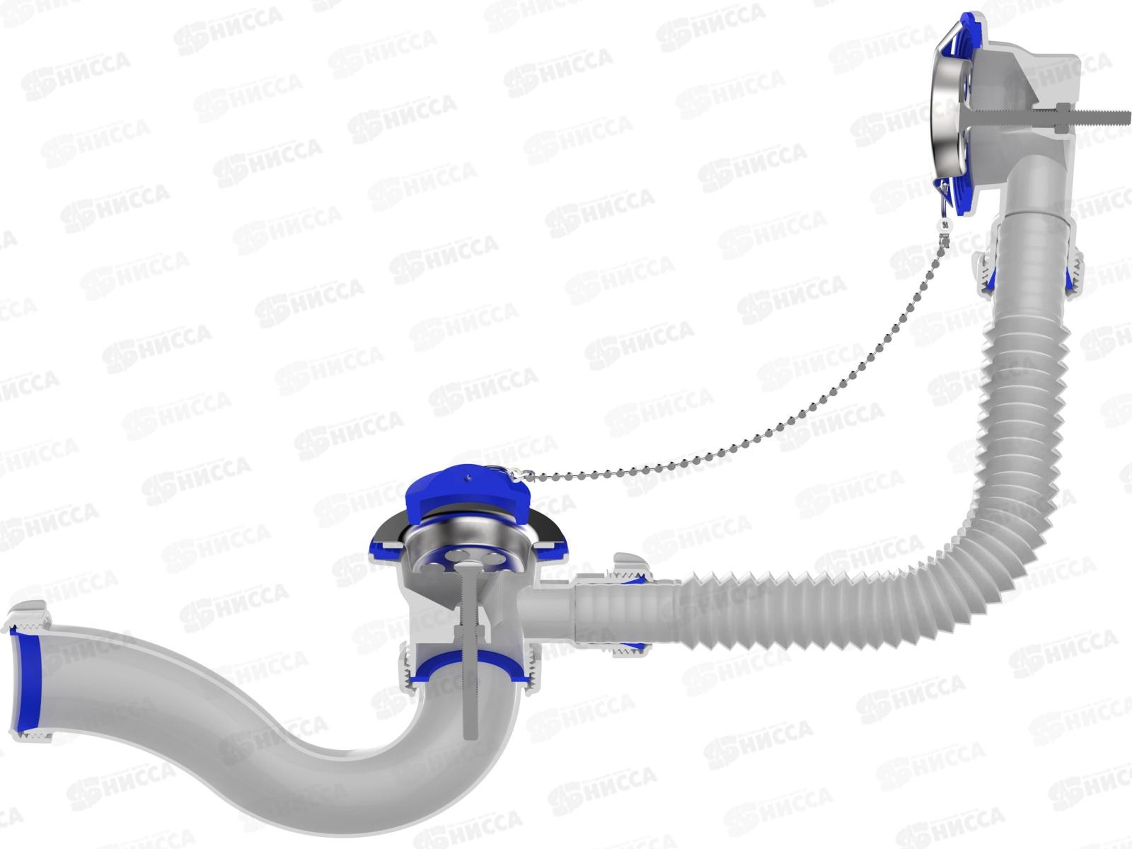 Сифон для ванны с выпуском и переливом с гт 40х40/50, V110 *45