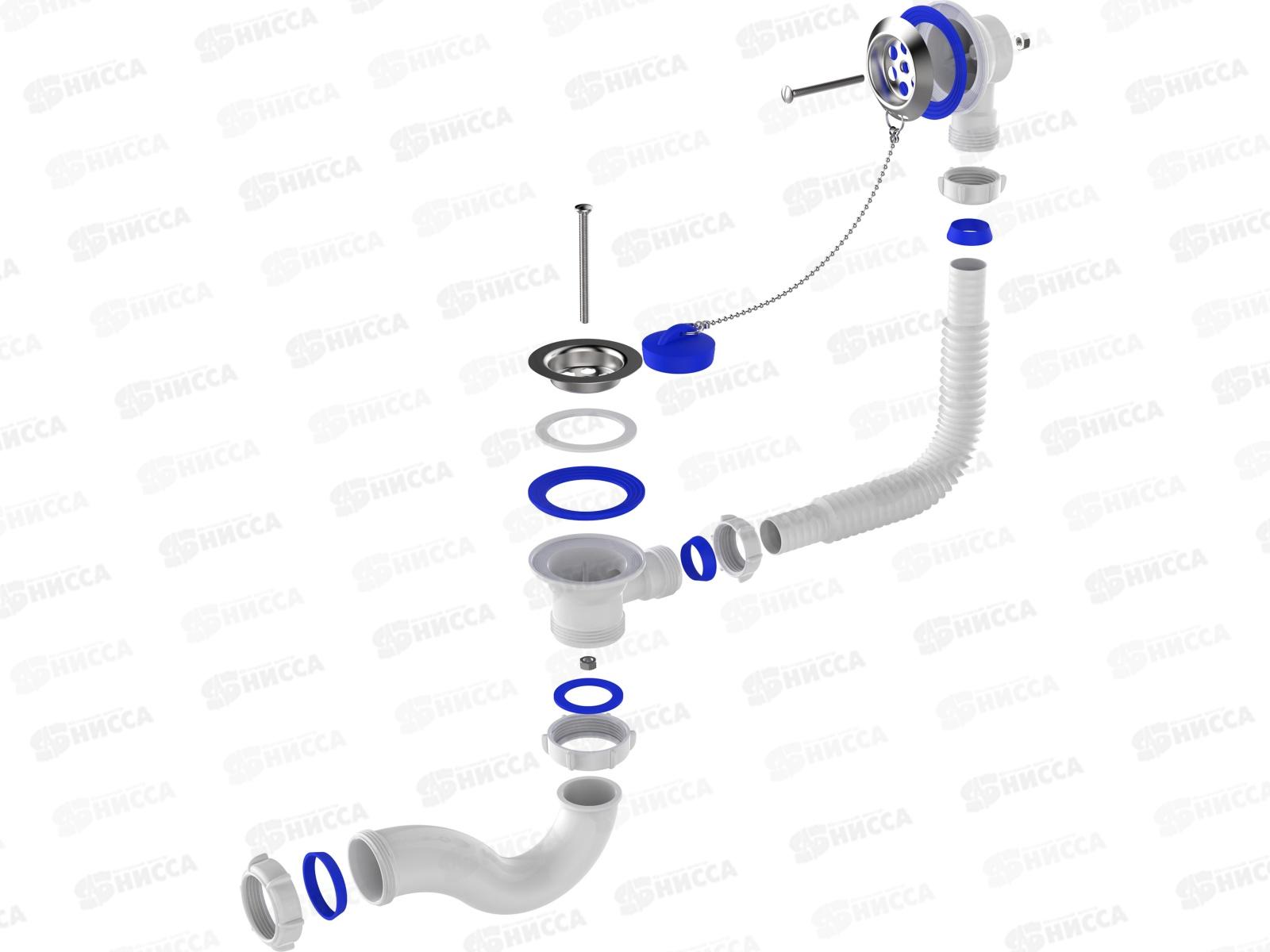 Сифон для ванны с выпуском и переливом с гт 40х40/50, V110 *45