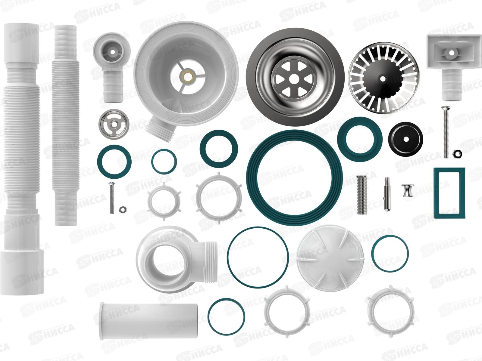 Сифон для мойки 3 1/2&quot х 40 с металлической решоткой, прямоуг/круг.перел., B0178 *20