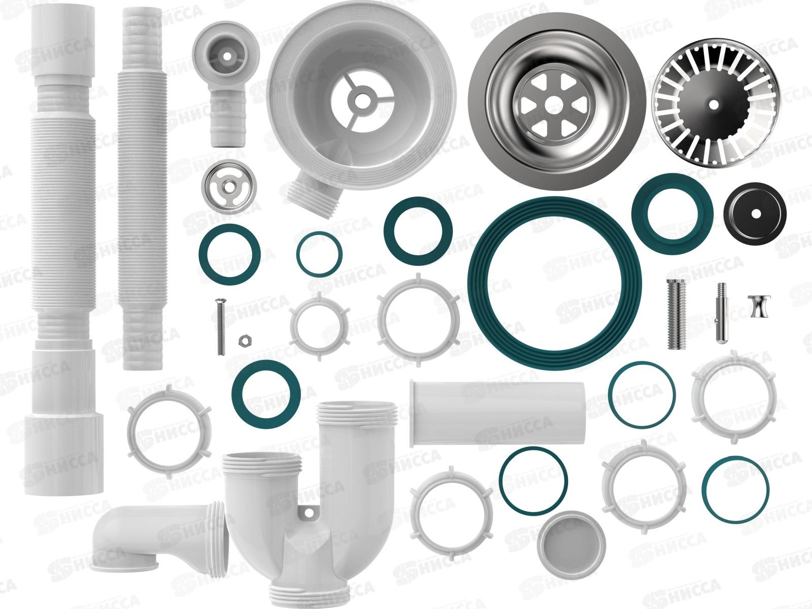 Сифон для мойки 3 1/2&quot х 40 с металлической решоткой, прямоуг/круг.перелив UB0139 *20