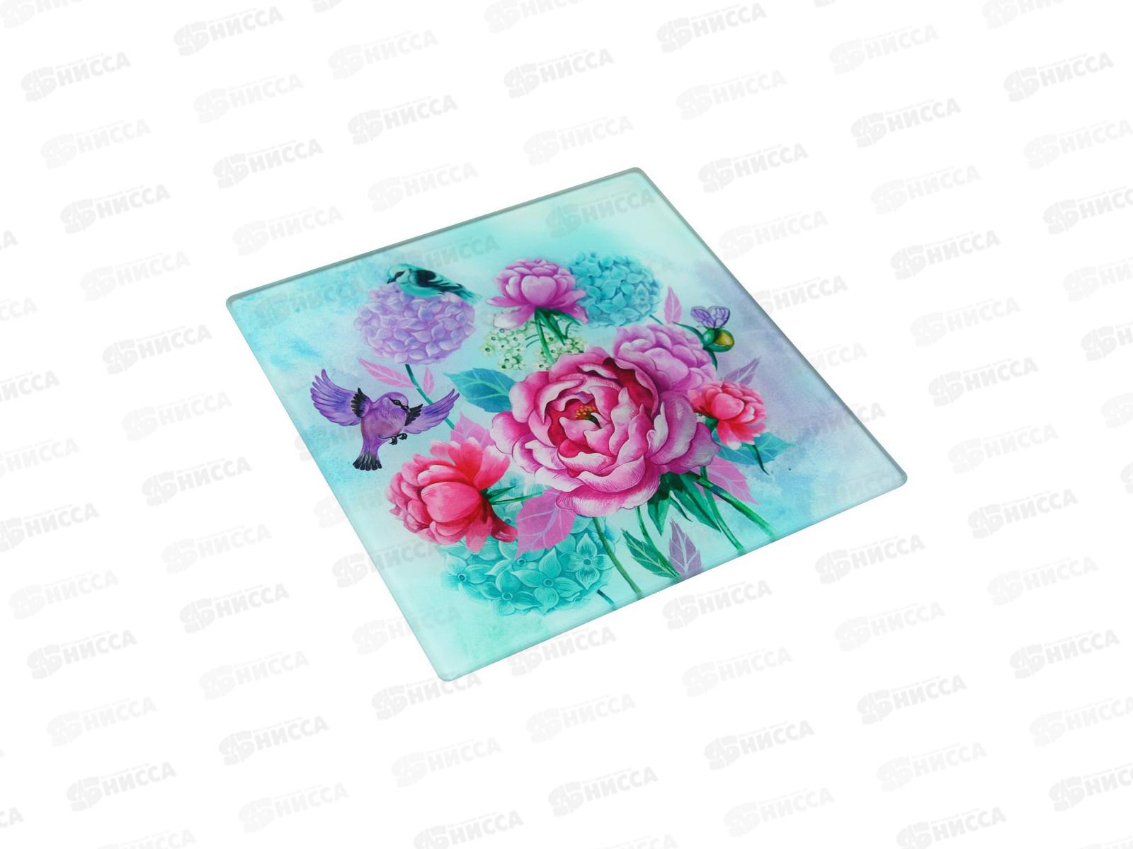 Доска разделочная Подставка под горячее Пионы и птички VL48-15