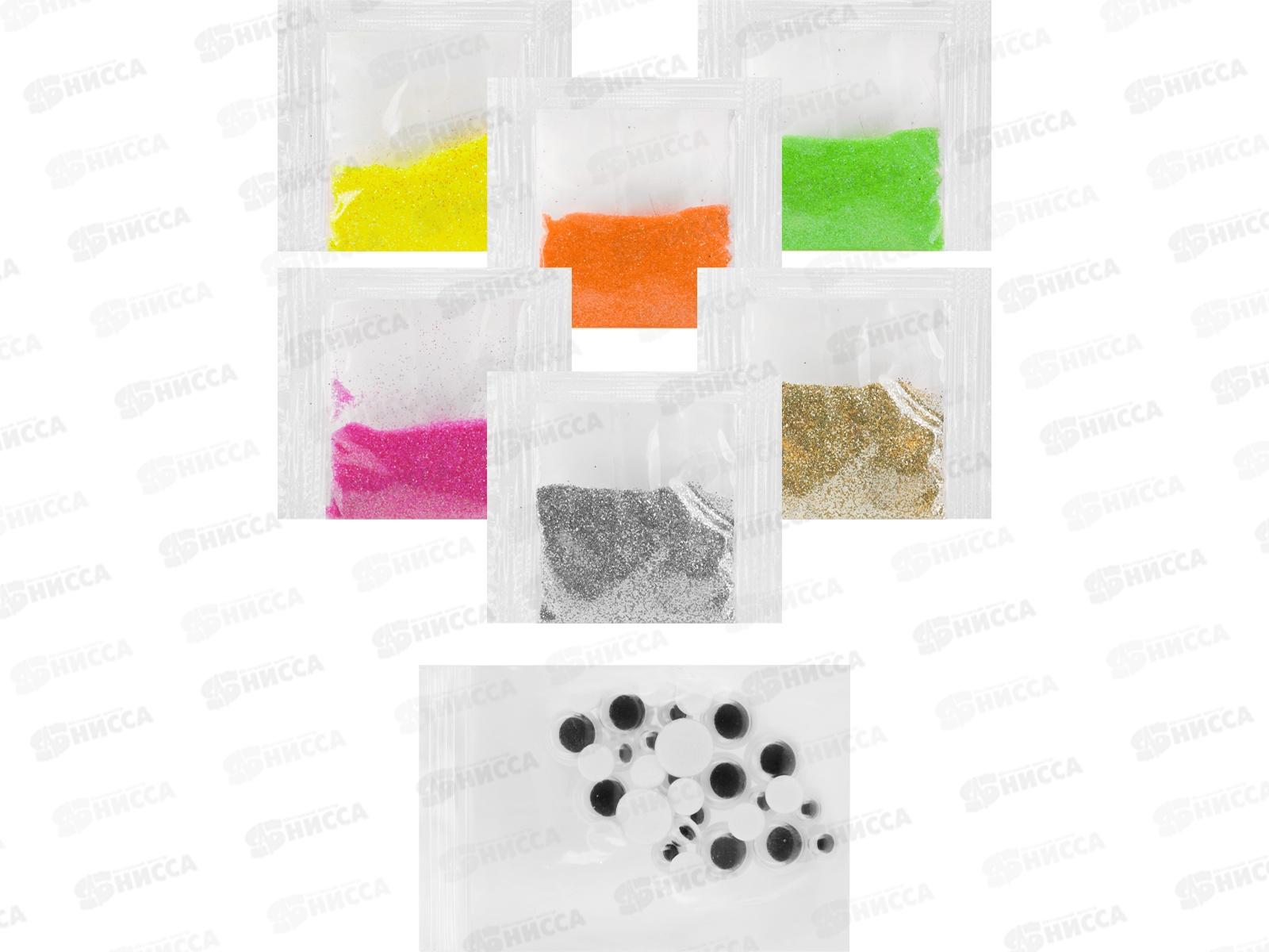 Масса для лепки. Легкий пластилин, 60цв, 3 стека, 6 пак. с блёстками, глазки, НД-1808 *30