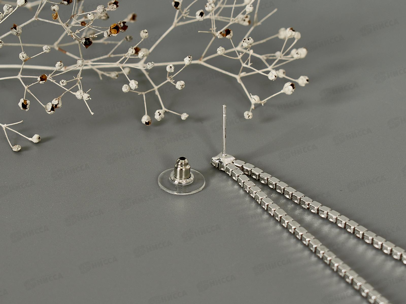 Серьги-подвески &quotСвадебные&quot со стразами в асс №1224