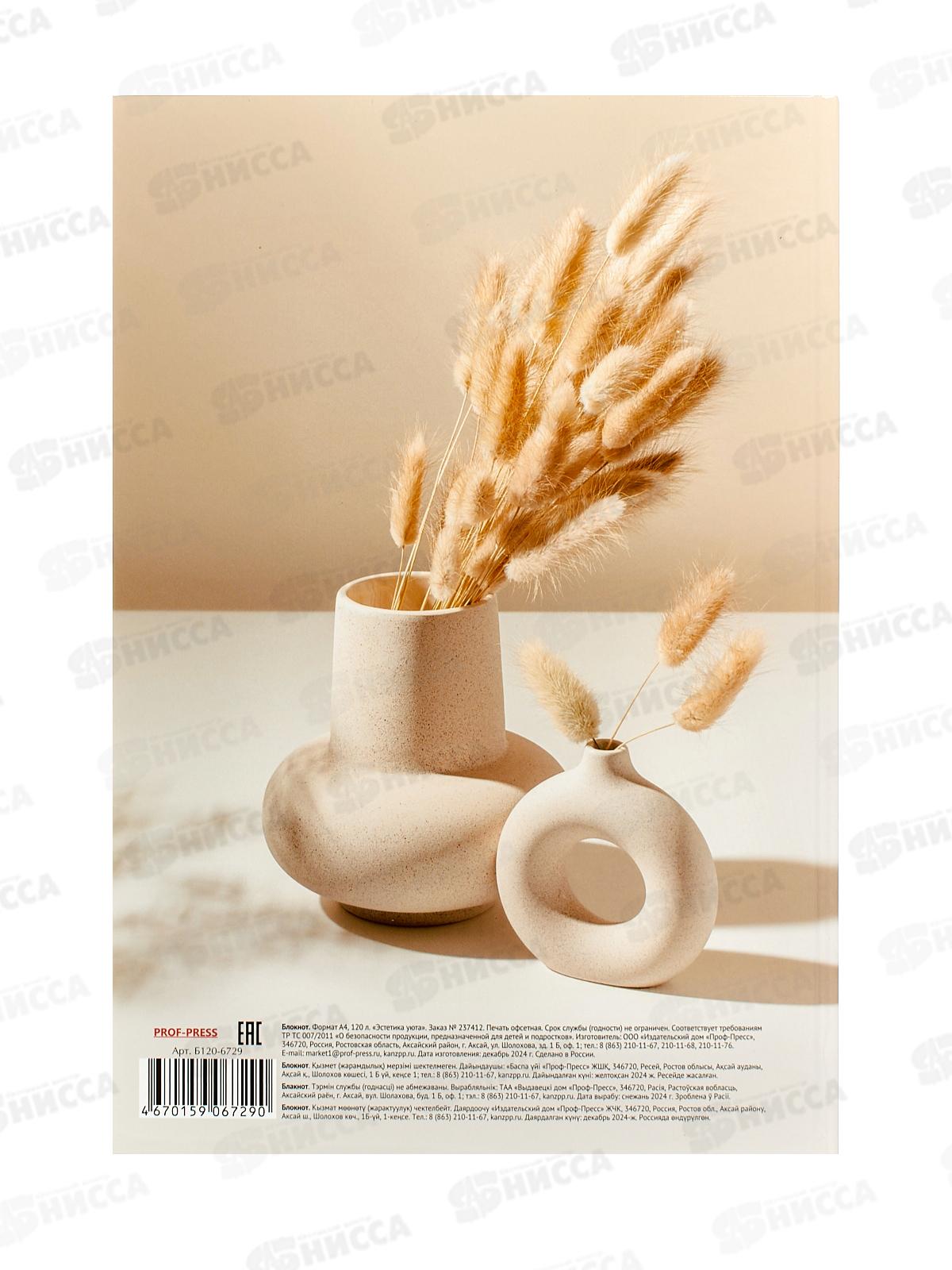 Бизнес-блокнот ПП А4 120л Эстетика уюта, Б120-6729  *10