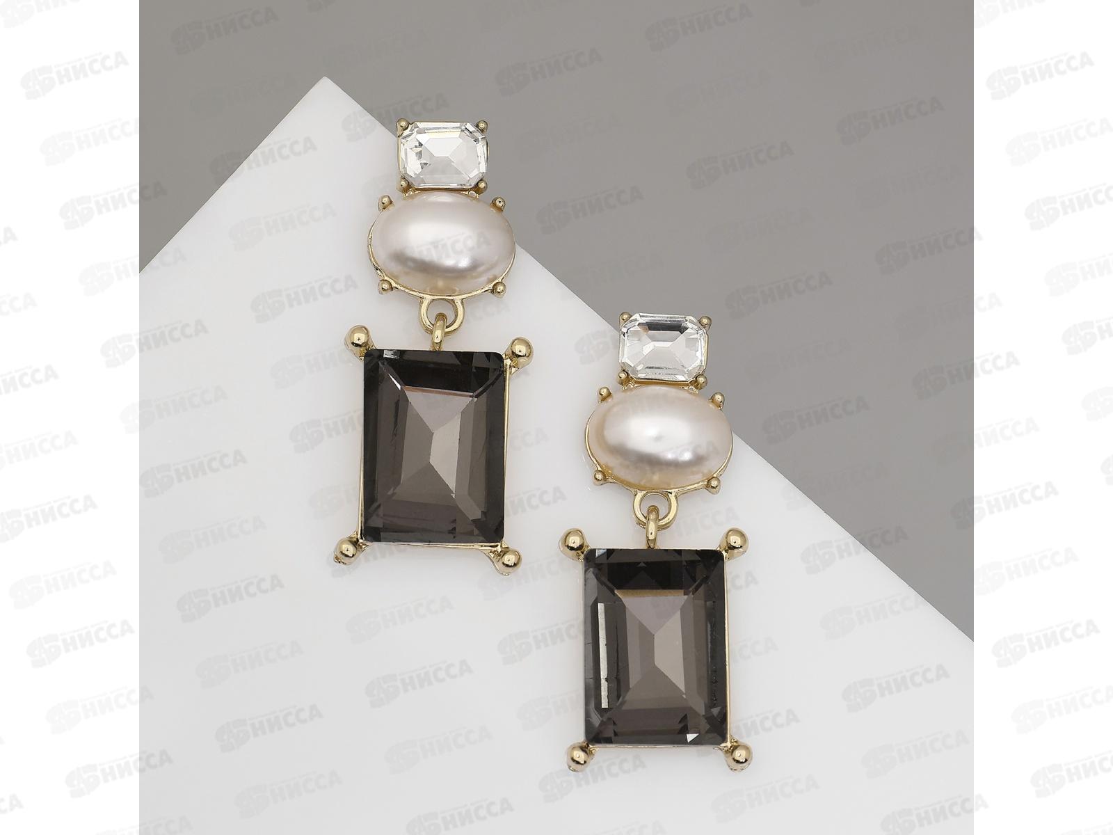 Серьги &quotБусина&quot графиня бело-серый 10470806