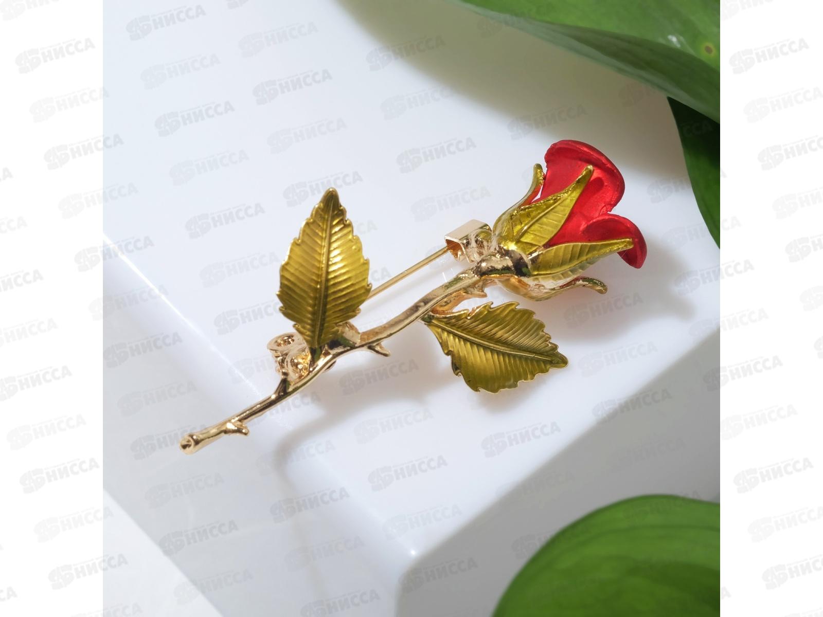 Брошь  &quotРоза&quot красно-зеленый 4570908