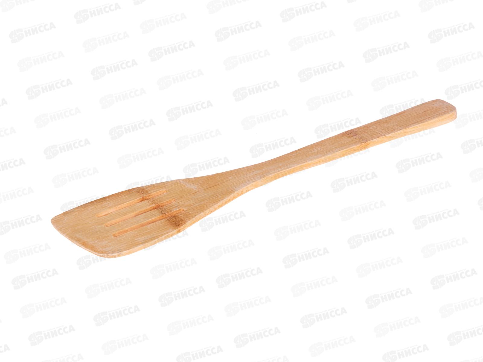 Лопатка кулинарная бамбук 30см №4 с прорезями КТ-ЛК-04