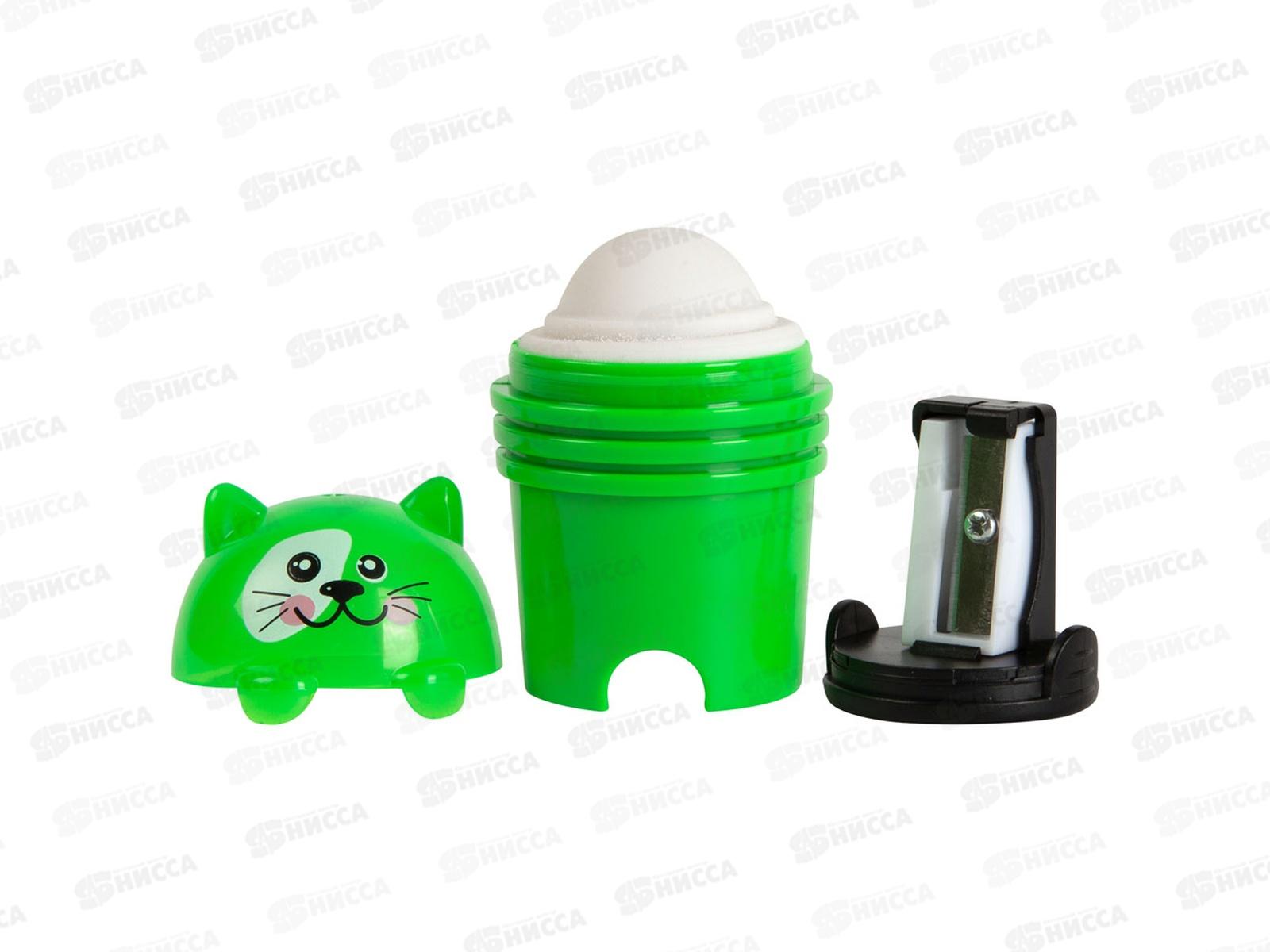 Точилка Каляка-Маляка Котики контейнер/ластик 1отв. ТОКМЛФКК-А *32