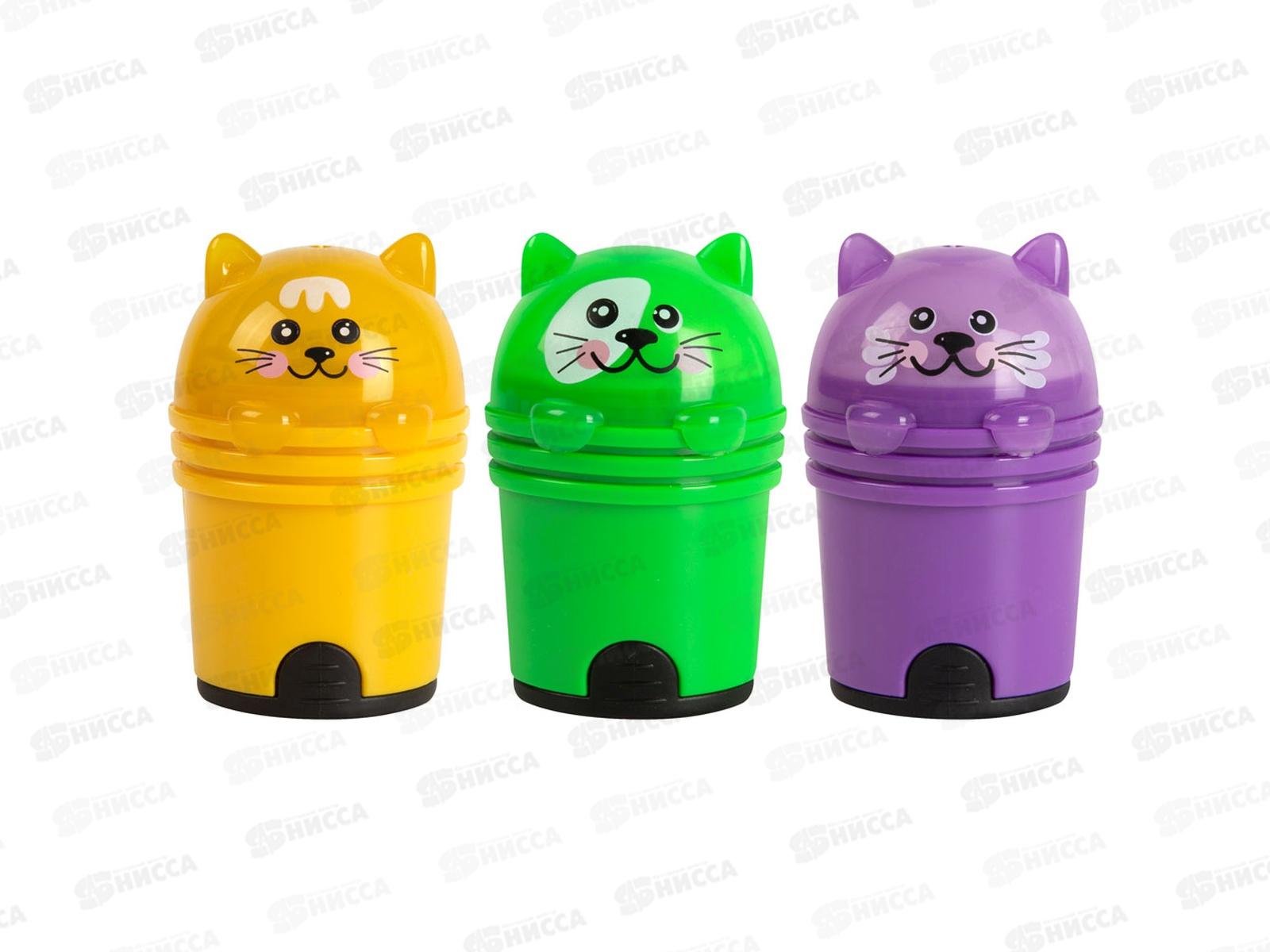 Точилка Каляка-Маляка Котики контейнер/ластик 1отв. ТОКМЛФКК-А *32