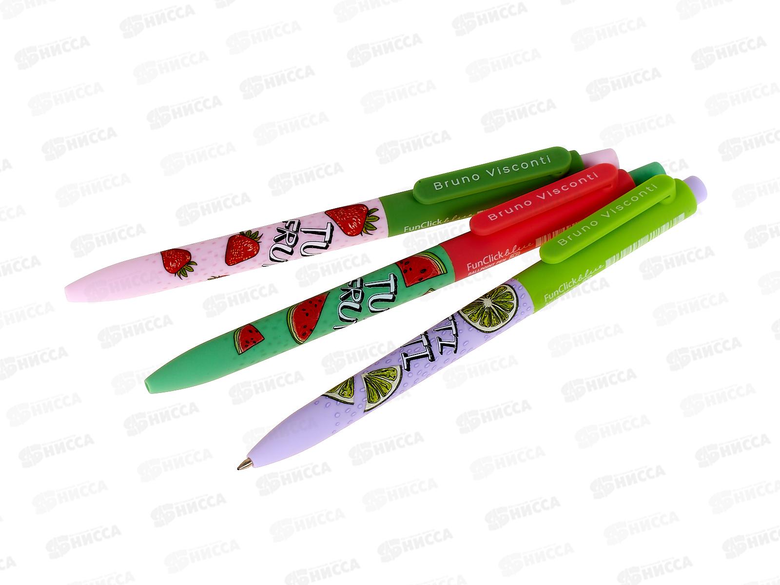 Ручка шар. FunClick Fruit Rain 0.7мм синяя, 3 вида  20-0297/06 *27