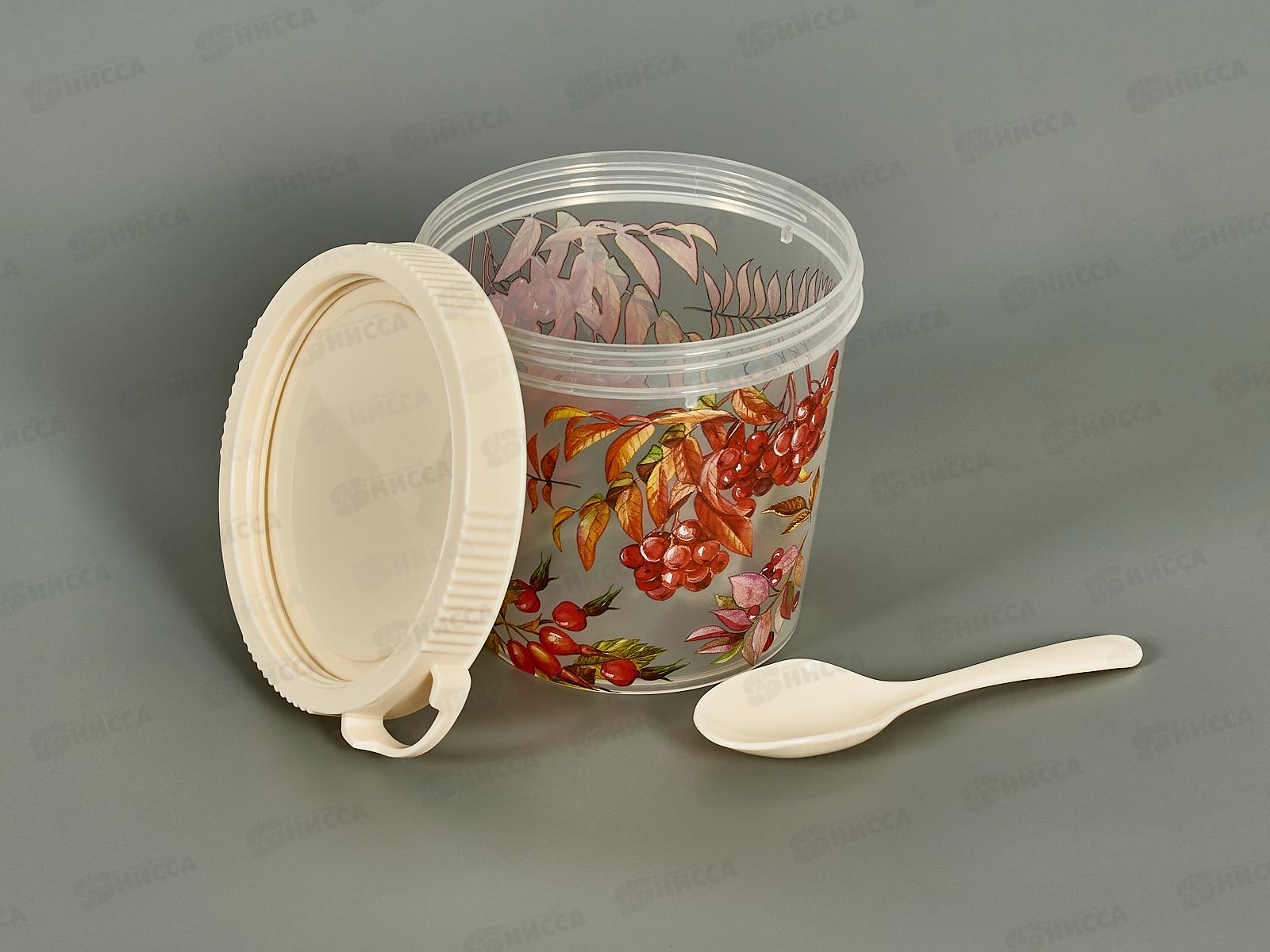 Контейнер д/завтрака 450мл с ложкой с декором Св-беж 222142025/01 *12