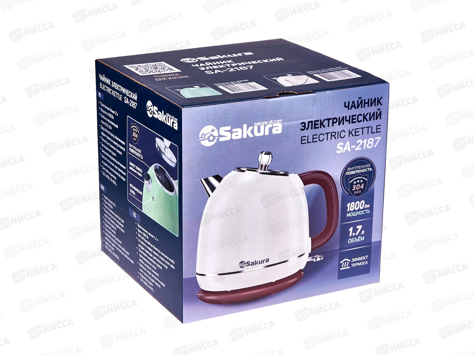 Чайник электр. SA-2187WBR 1,7л Бело-коричневый