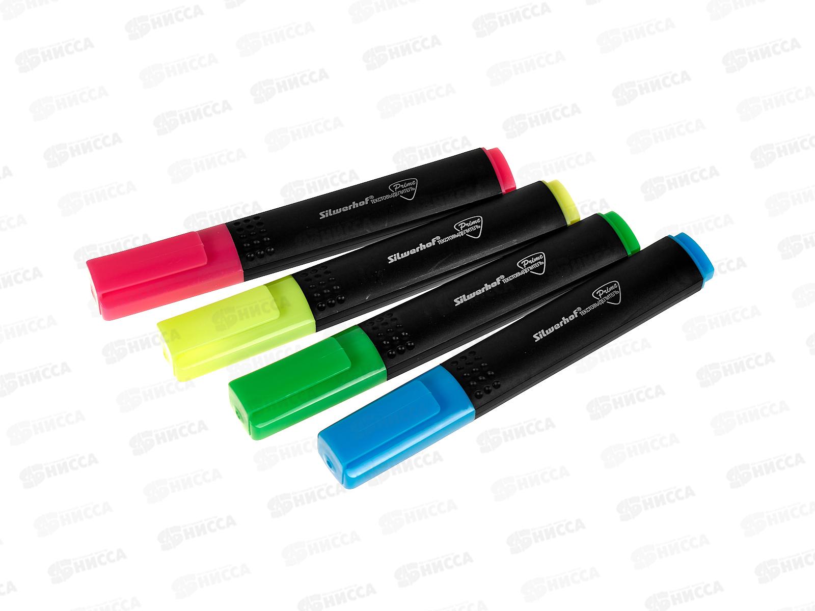 Маркеры SILWERHOF Prime текст.скош.,1-4мм, 4цв.,асс.*12/144