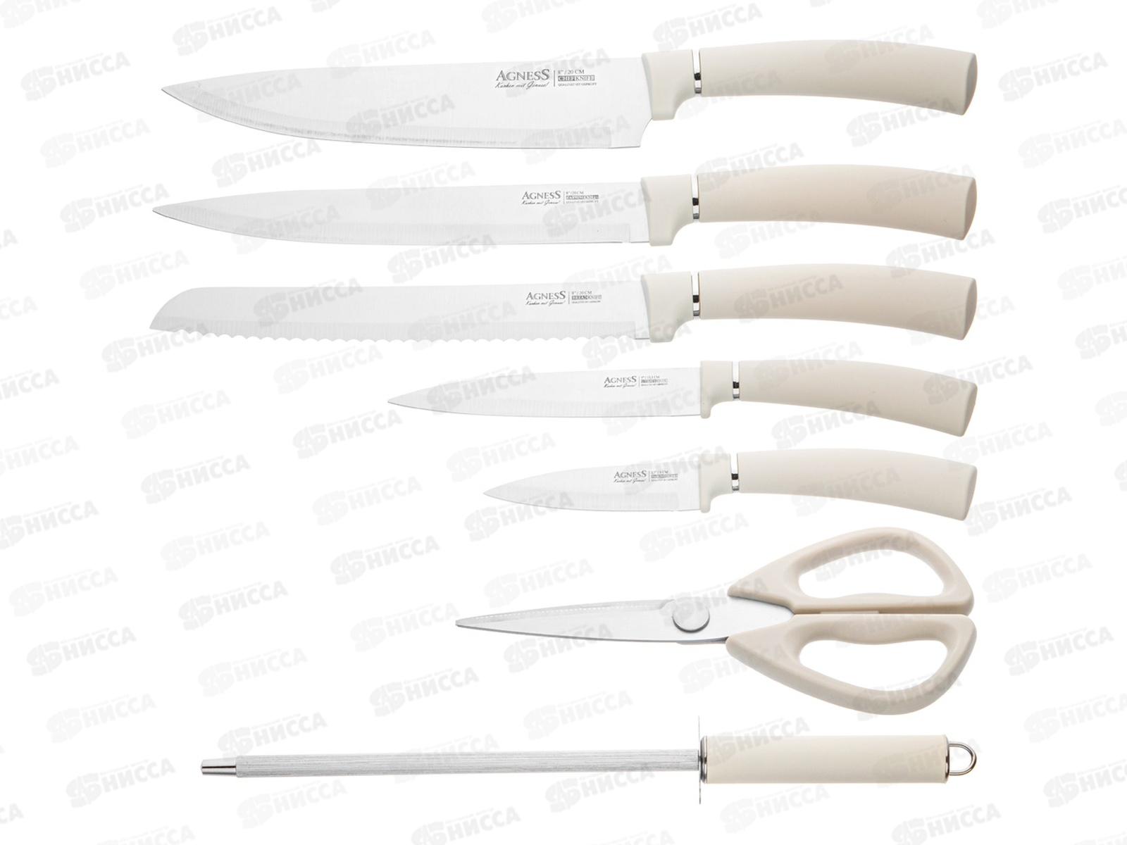 Набор ножей 8 предметов Agness НЖС на пласт подс вращ 911-760