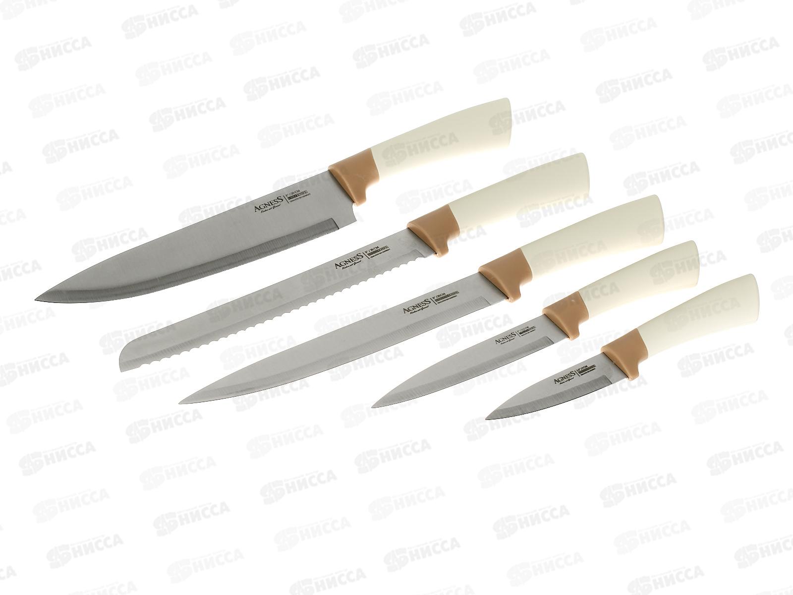 Набор ножей 6 предметов Agness на пластик подставке 911-780