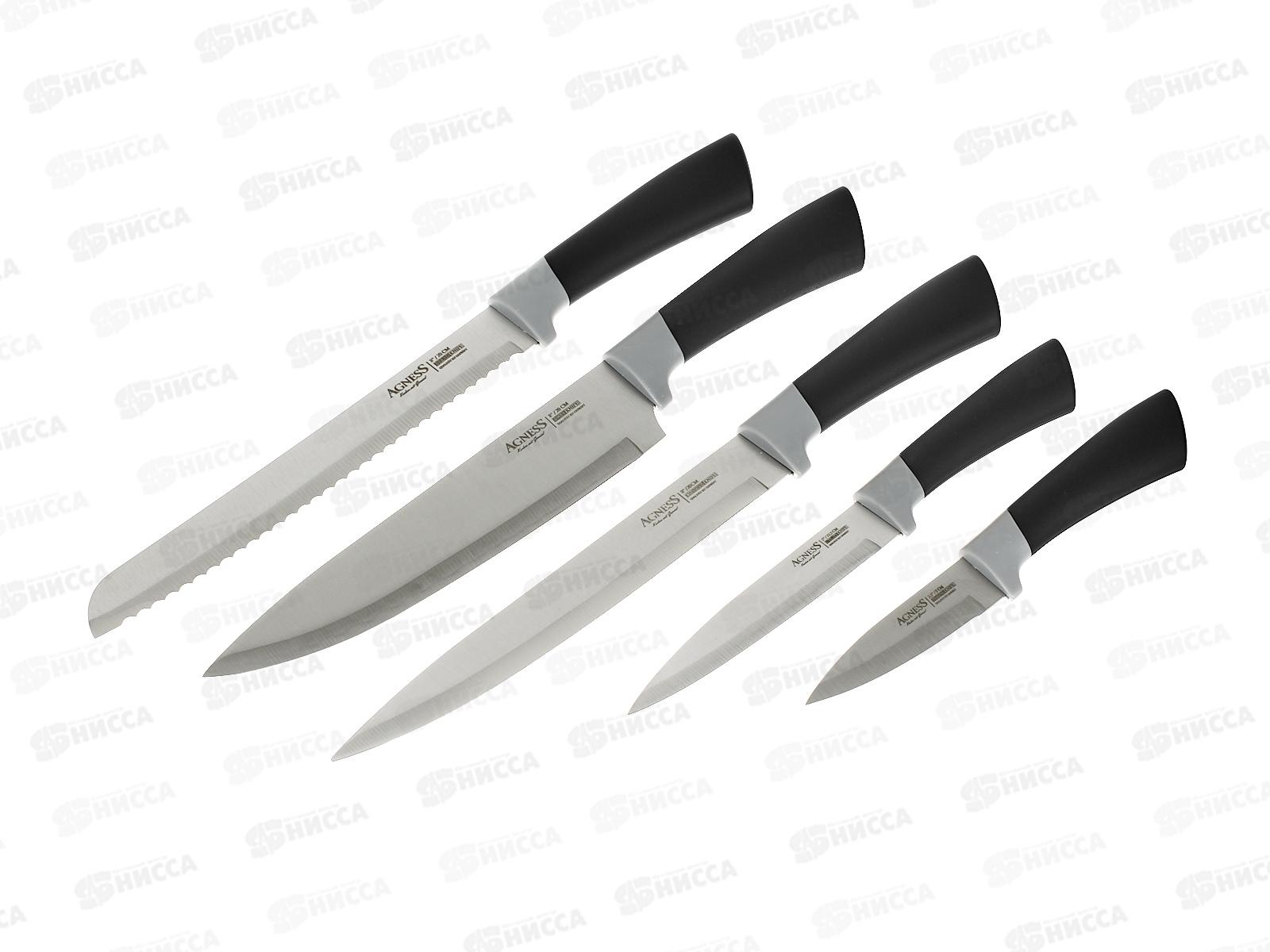 Набор ножей 6 предметов Agness на пластик подставке 911-781