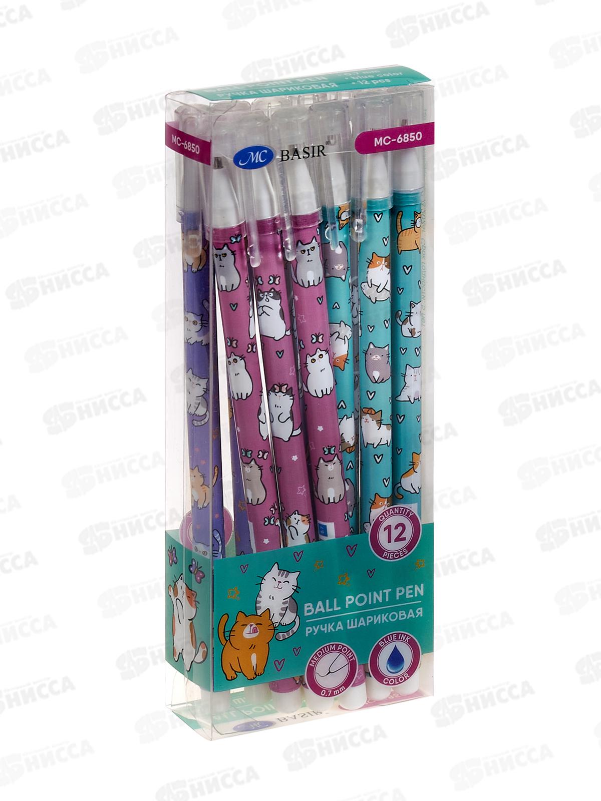 Ручка шар. BASIR Кошки синий 0,7мм асс. МС-6850/2304 *12