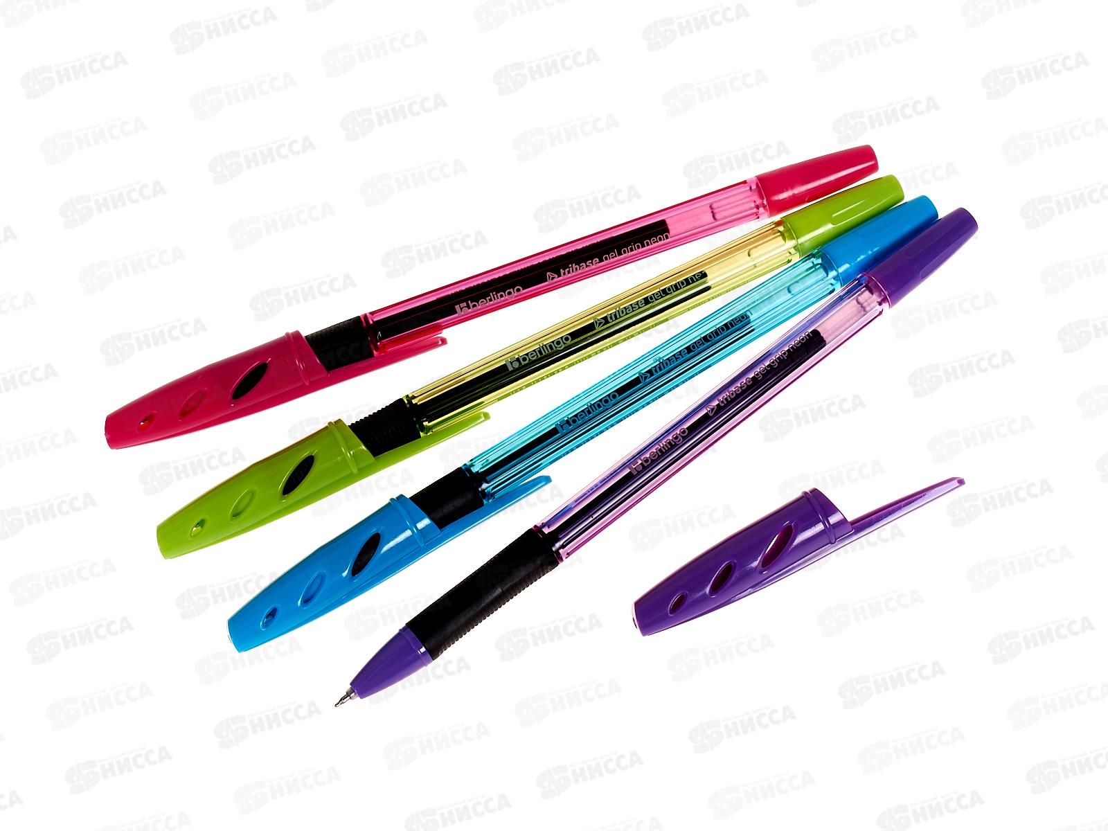Ручка гел. Berlingo Tribase-Gel Grip neon 0.5 черная ,CGp_05026 *12