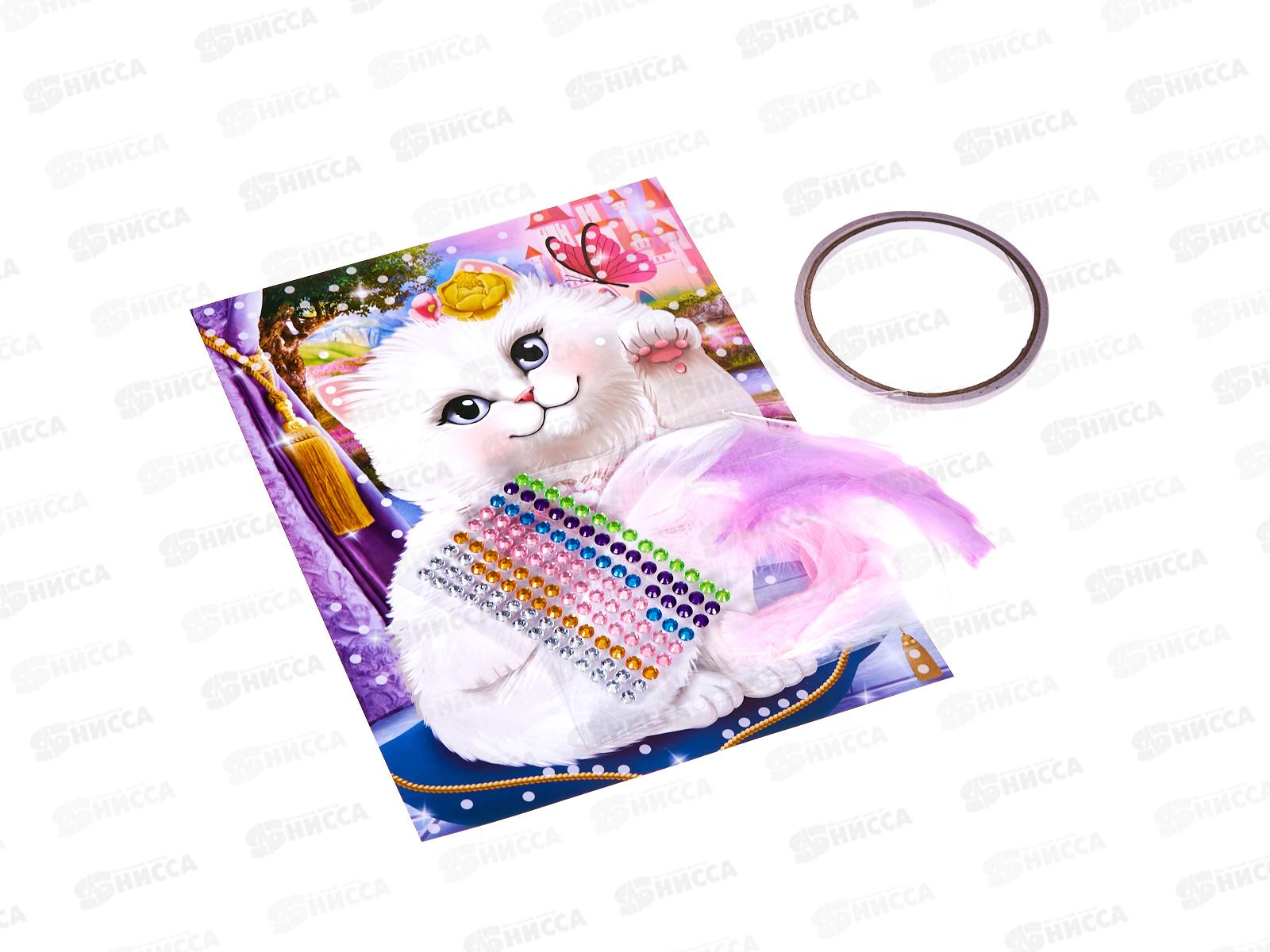 Аппликация из перьев и страз Стильная кошка (17х23см),FEATHGEM-SMANIM1