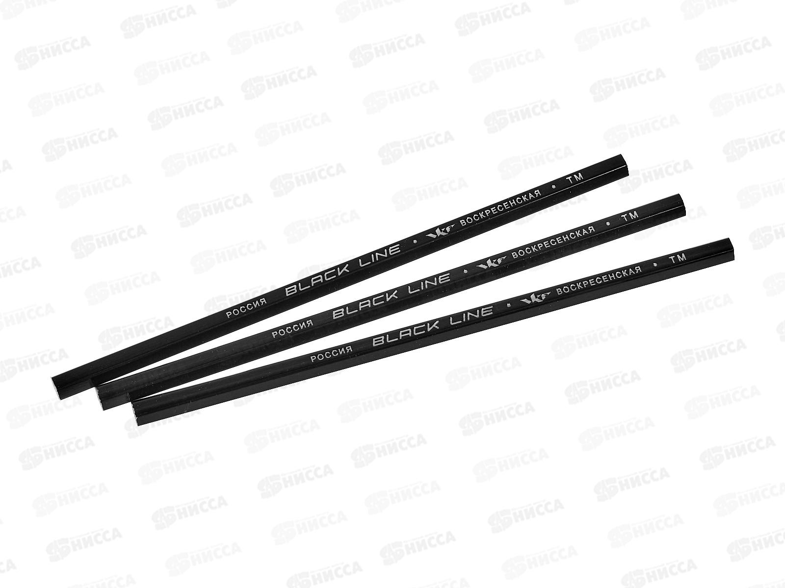 Карандаш ч/г ВКФ &quotBlack Line&quot 3шт., незаточ. (ТМ), 3Р 0-966*10