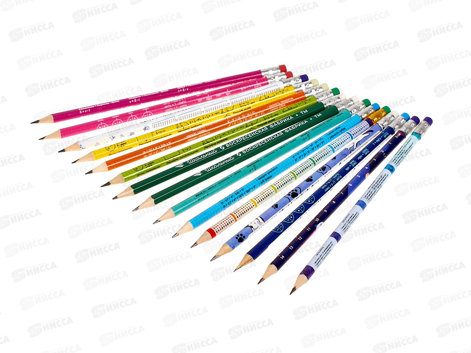 Карандаш ч/г с ластиком ВКФ &quotПринты&quot Школьный (ТМ), 1-PR-15T в тубусе *15