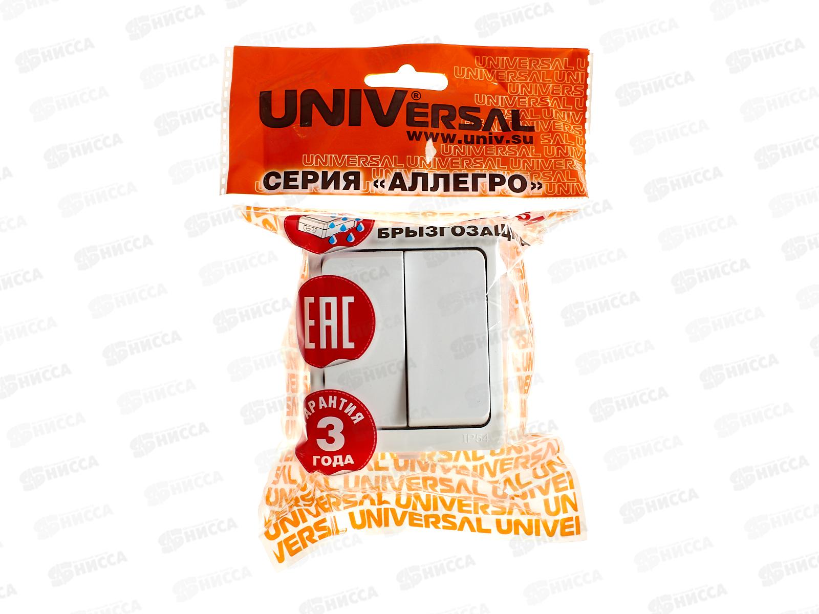 Выключатель Аллегро 2-клавиши открытая установка, 10А, 220В белый 5563491*10