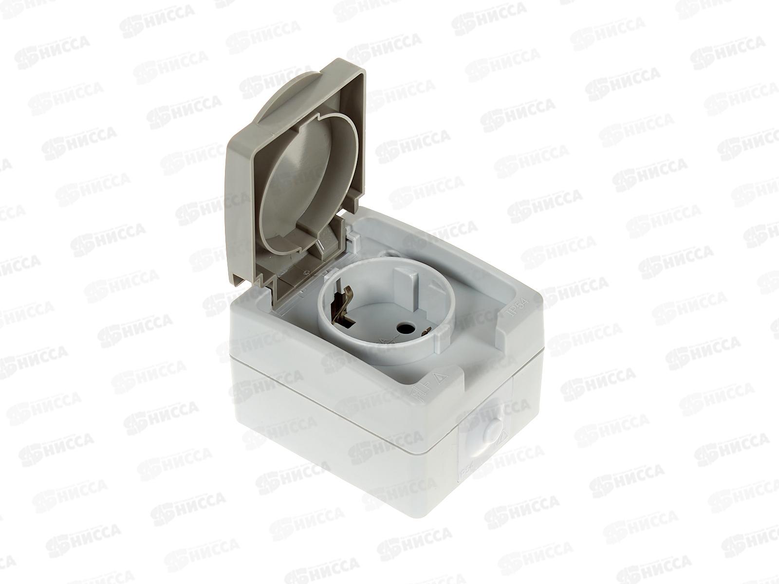 Розетка Аллегро 1-местная, с крышкой,с заземлением, з/ш16А, 220В серая 1282*10