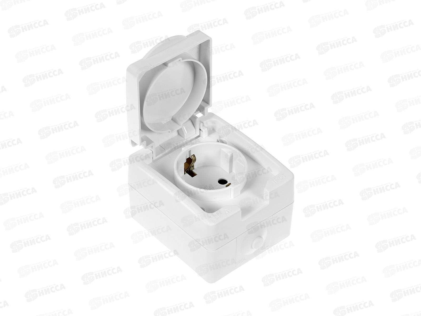 Розетка Аллегро 1-местная, с крышкой с заземлением, з/ш16А, 220В белая.5563286*10