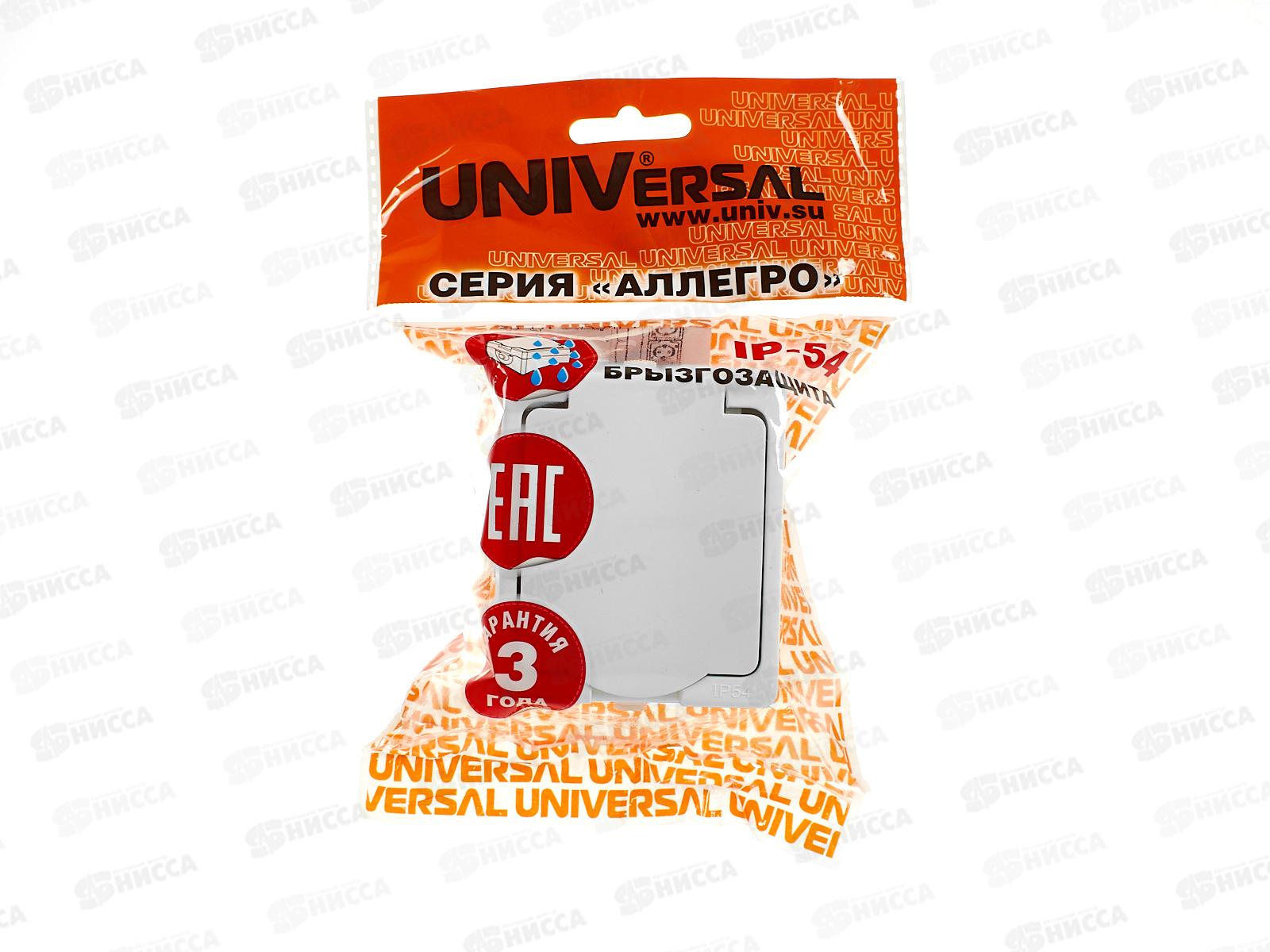 Розетка Аллегро 1-местная, с крышкой с заземлением, з/ш16А, 220В белая.5563286*10