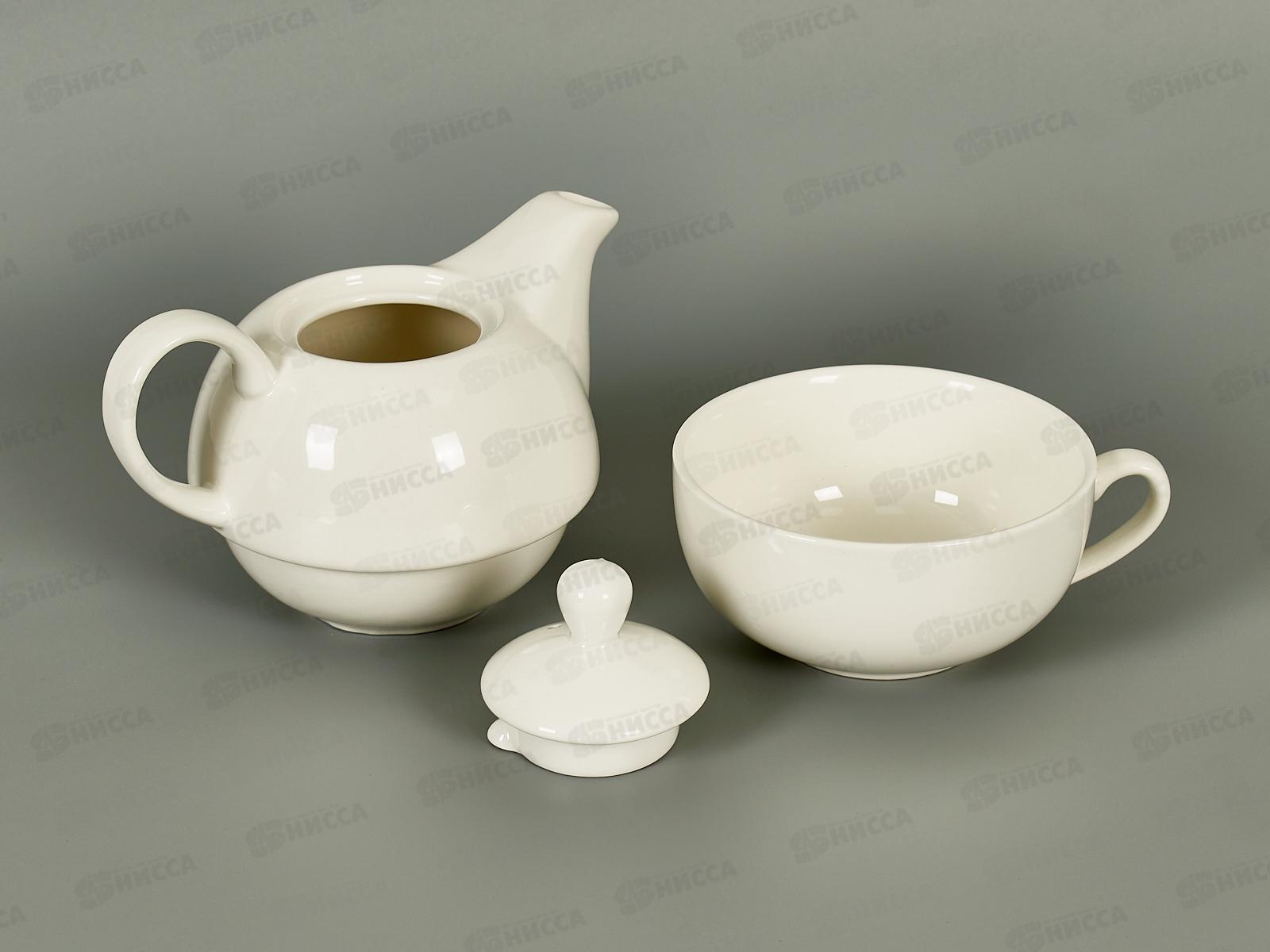 Чайник заварочный 400мл+Кружка 300мл фарфор Белье м4128 *1/48