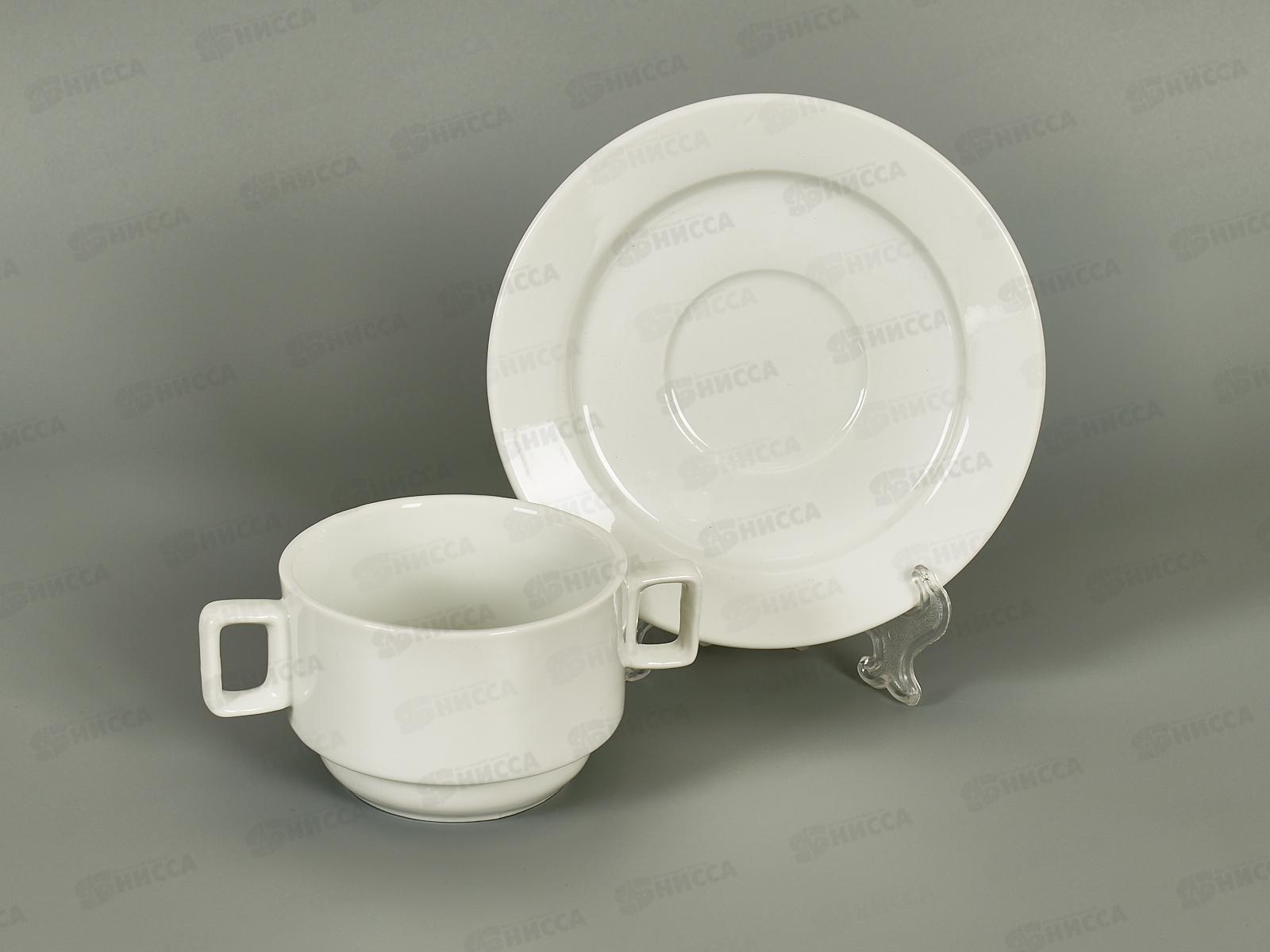 Бульонница с блюдцем 250мл фарфор белье ск0624-486 *1/48