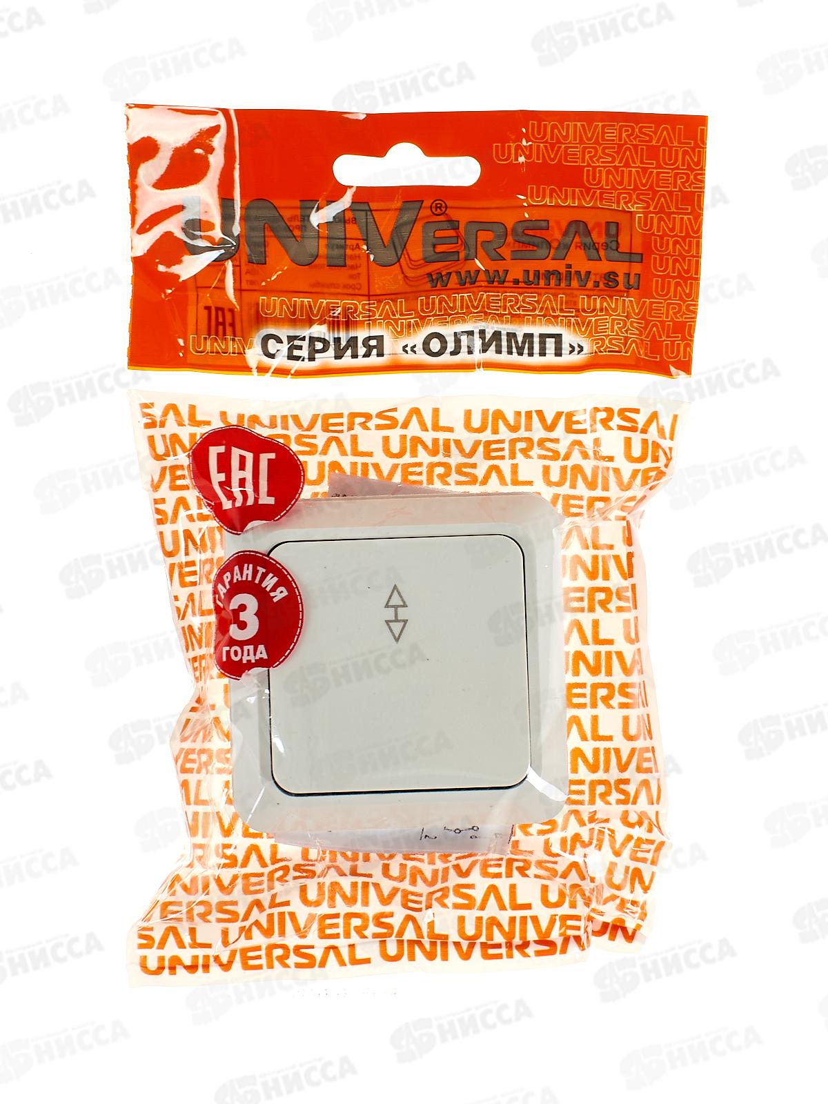 Выключатель ОЛИМП 1-клавиша открытой установки, 10А, 220В, проход., белый, О0025*10